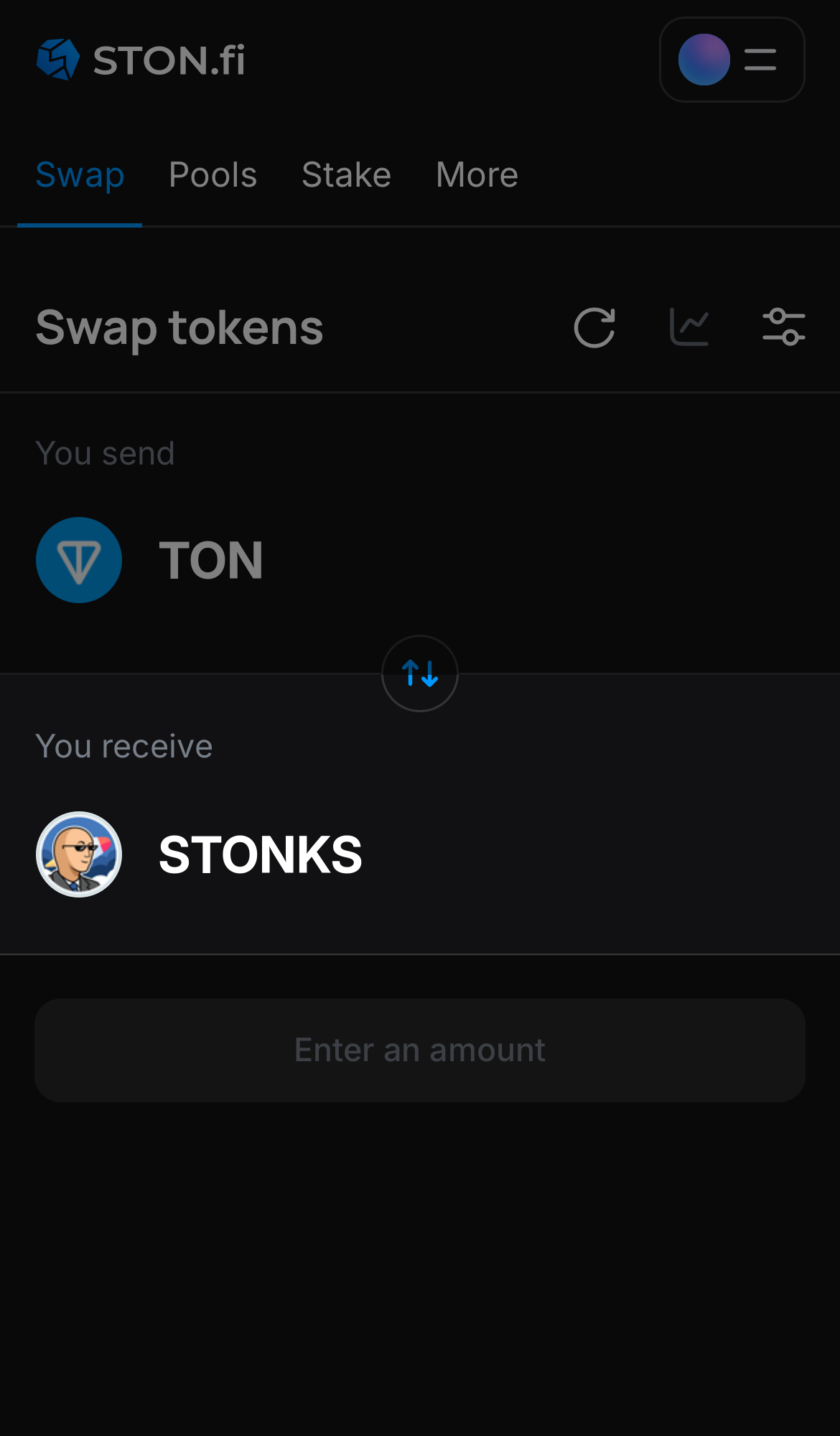 Selecione sTONks na caixa ‘You receive‘.