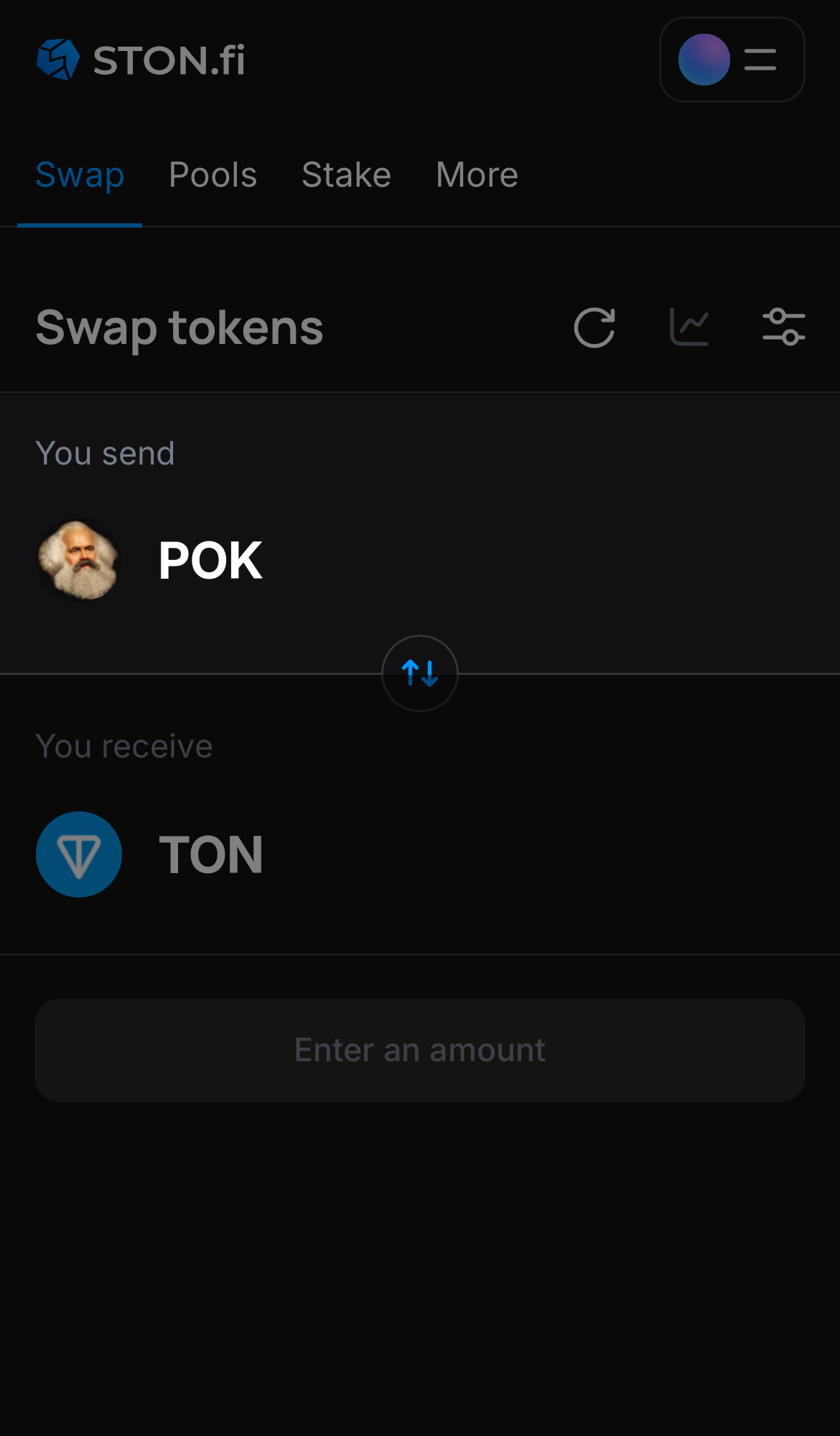 اختر POK في مربع "You send".