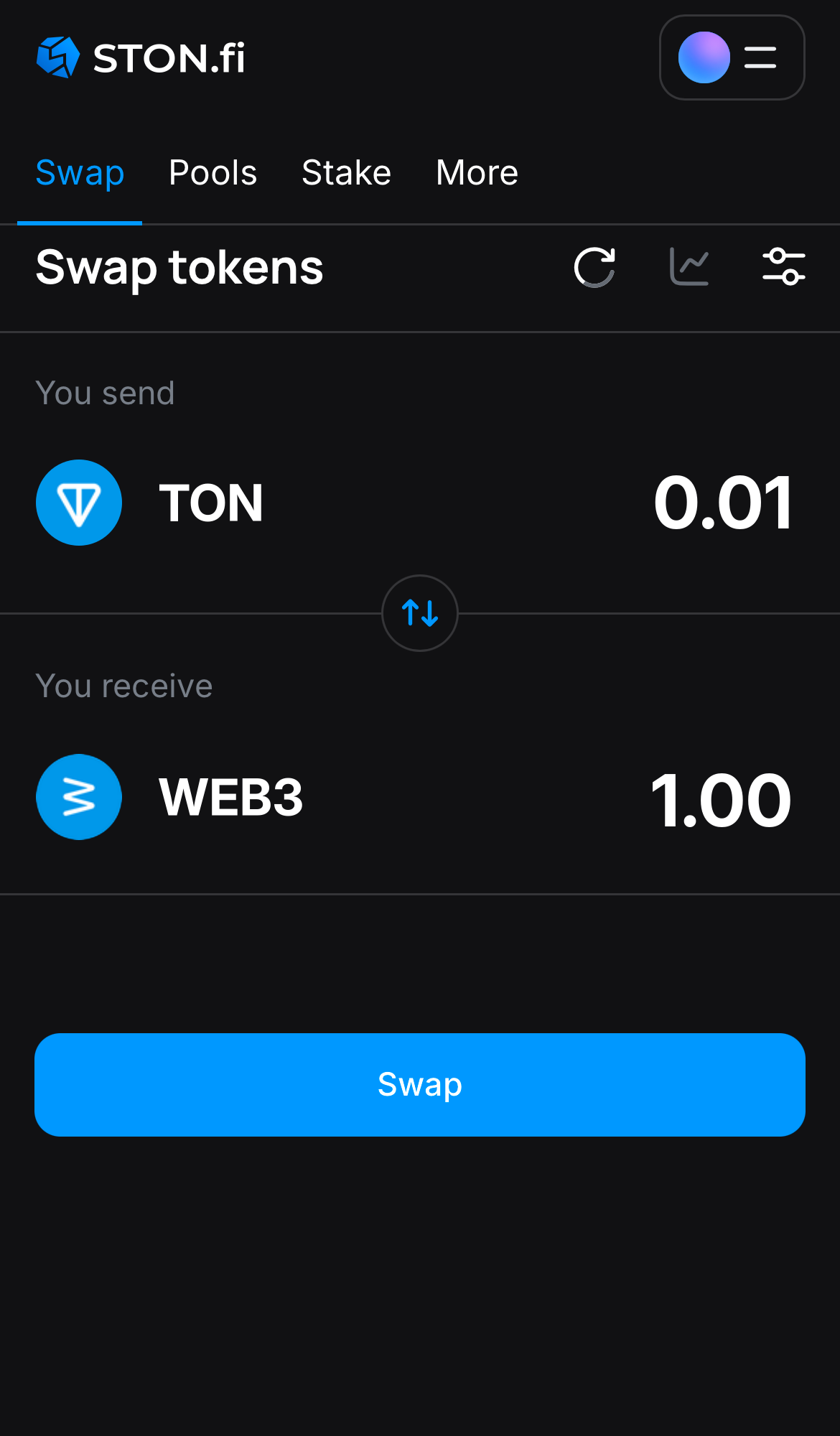 Insira a quantidade de tokens que deseja vender (ou comprar) e deixe o algoritmo fazer todos os cálculos.