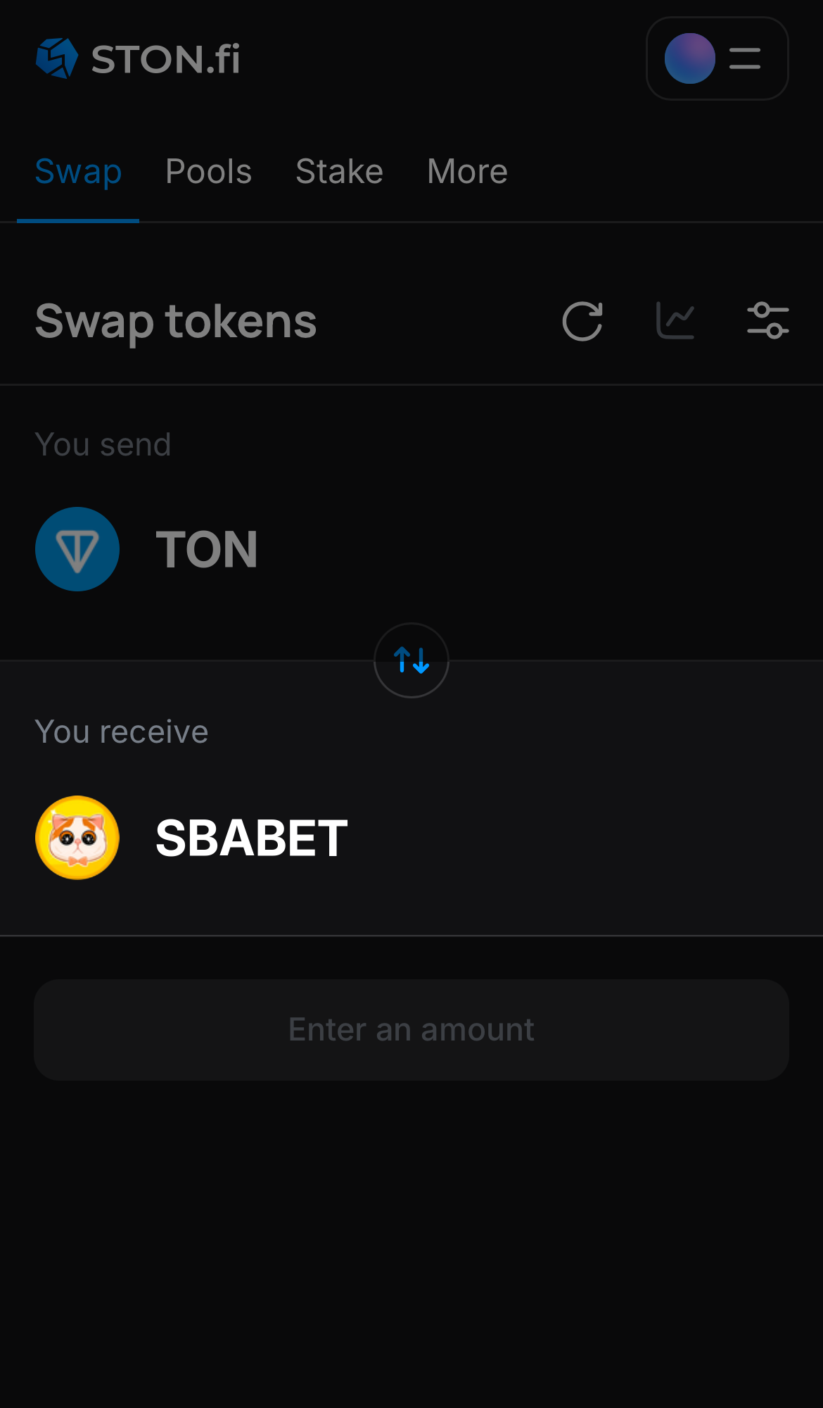 Selecione SBABET na caixa ‘You receive‘.