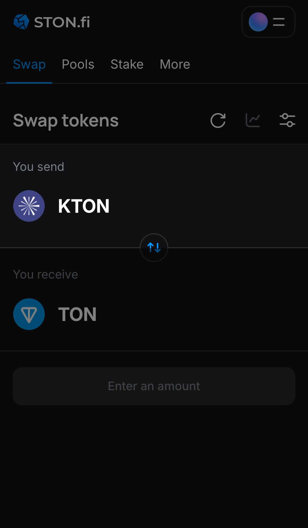 Selecione KTON na caixa ‘You send‘.