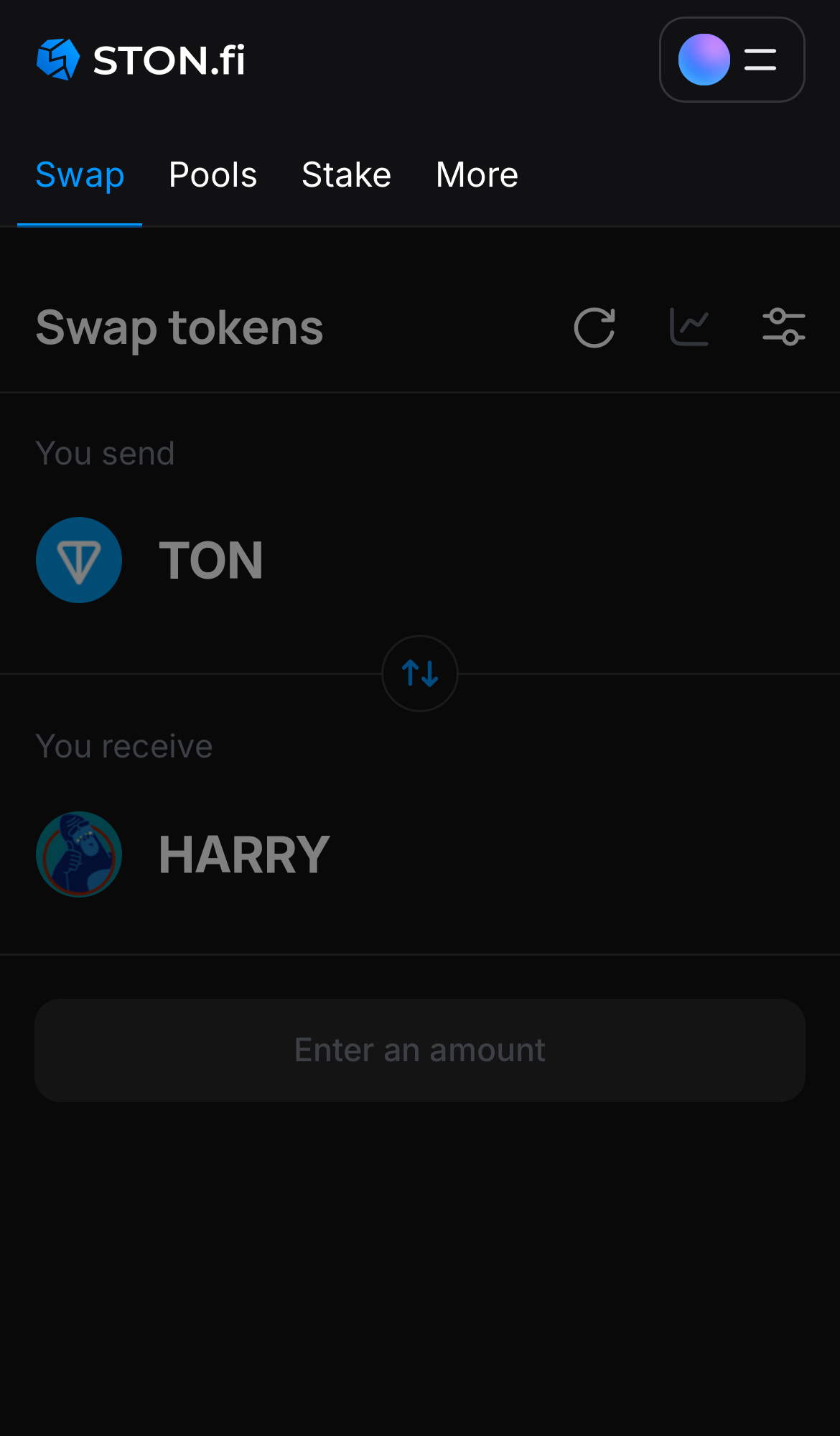 Buka aplikasi STON.fi dan buka tab ‘Swap‘.