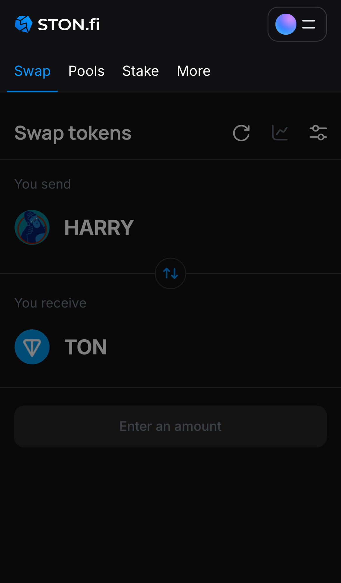 Buka aplikasi STON.fi dan buka tab ‘Swap‘.