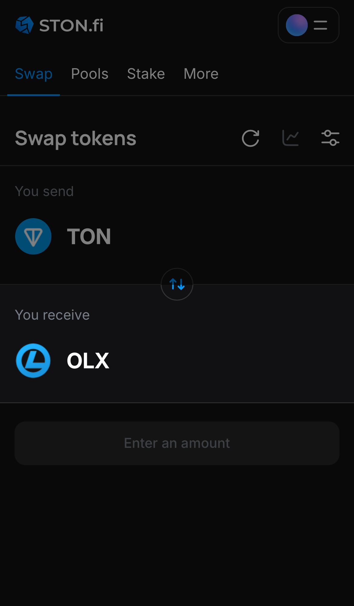 Selecione OLX na caixa ‘You receive‘.