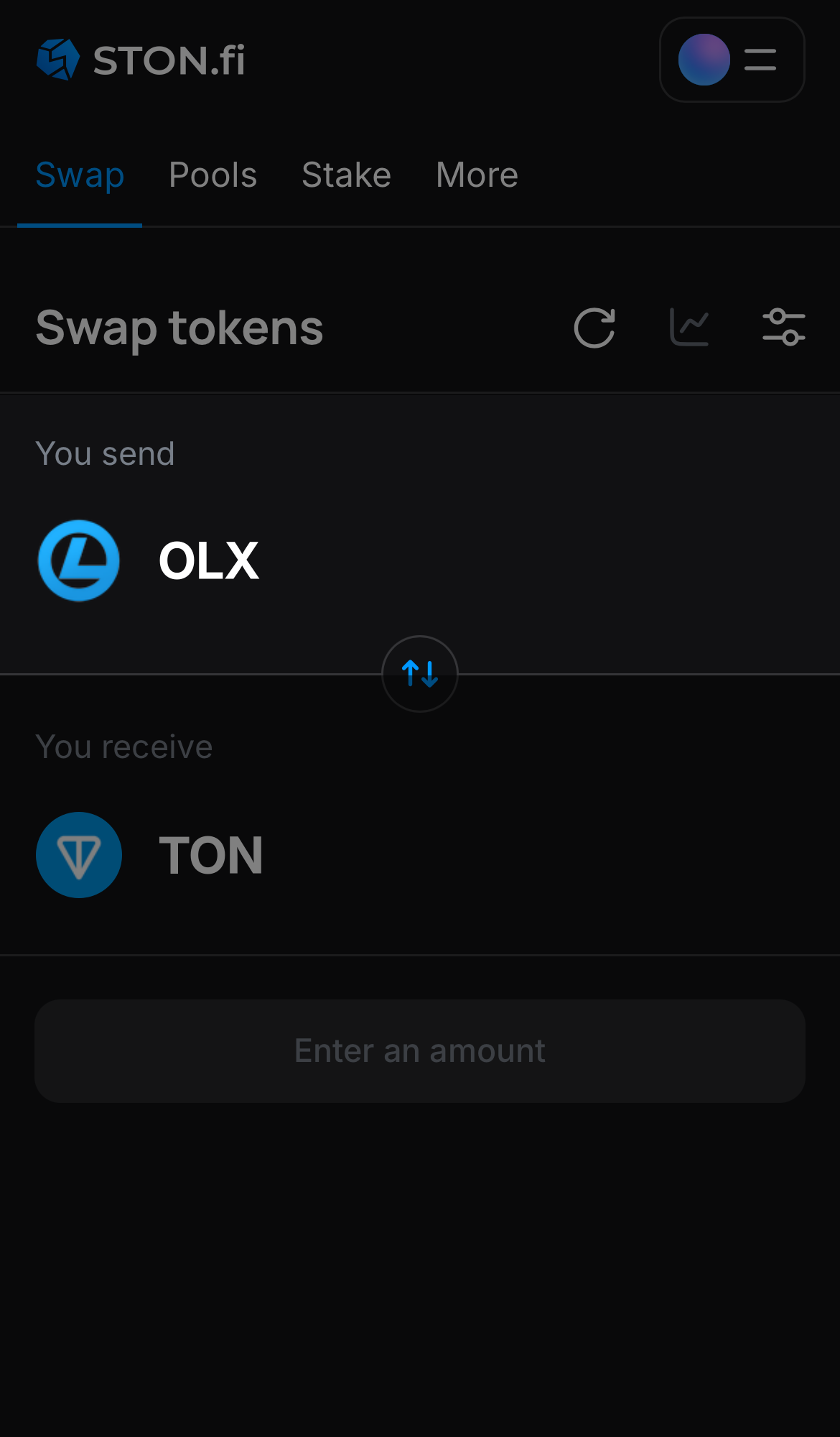Selecione OLX na caixa ‘You send‘.