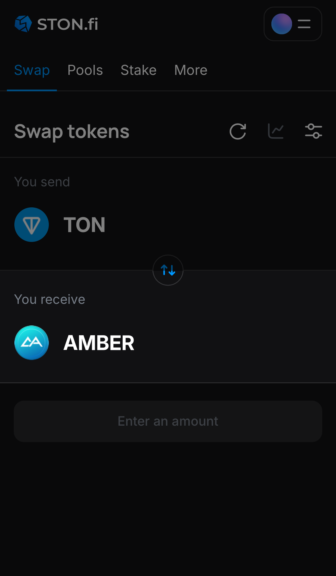 Choose AMBER in the ‘You receive‘ box.