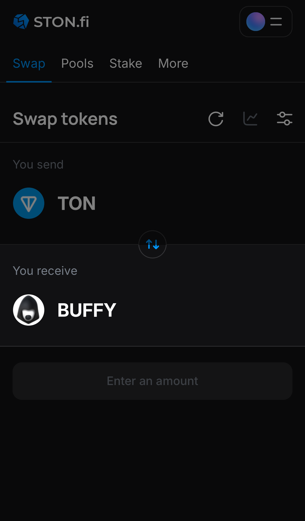 Choose BUFFY in the ‘You receive‘ box.