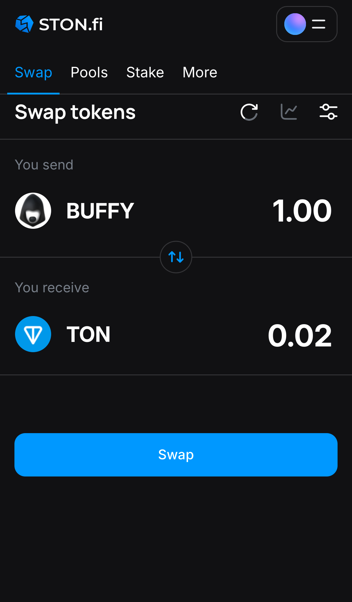 Input the quantity of tokens you‘re selling (or buying), and let the algorithm do all the calculations.