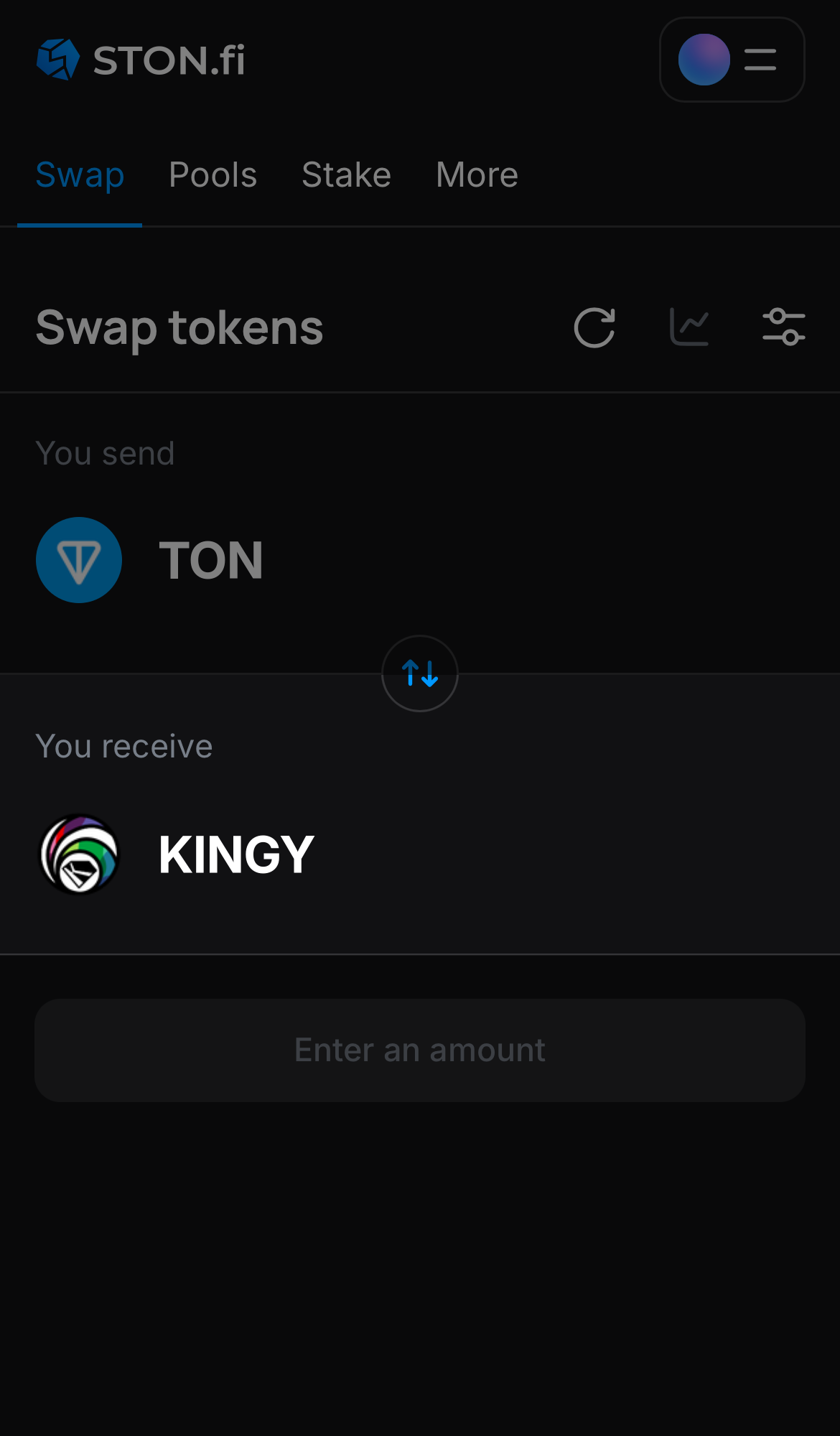 Choose KINGY in the ‘You receive‘ box.