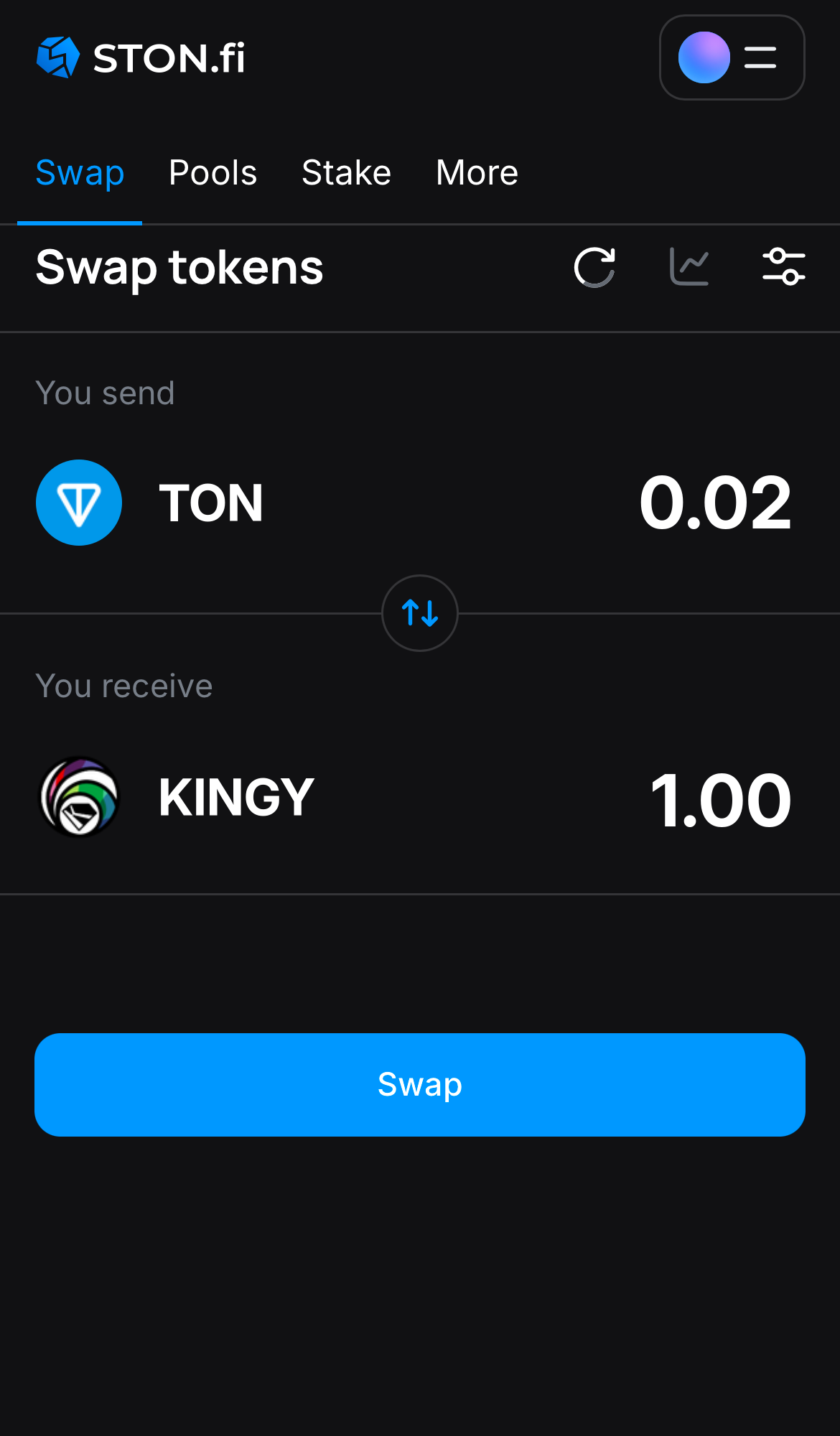 Input the quantity of tokens you‘re selling (or buying), and let the algorithm do all the calculations.