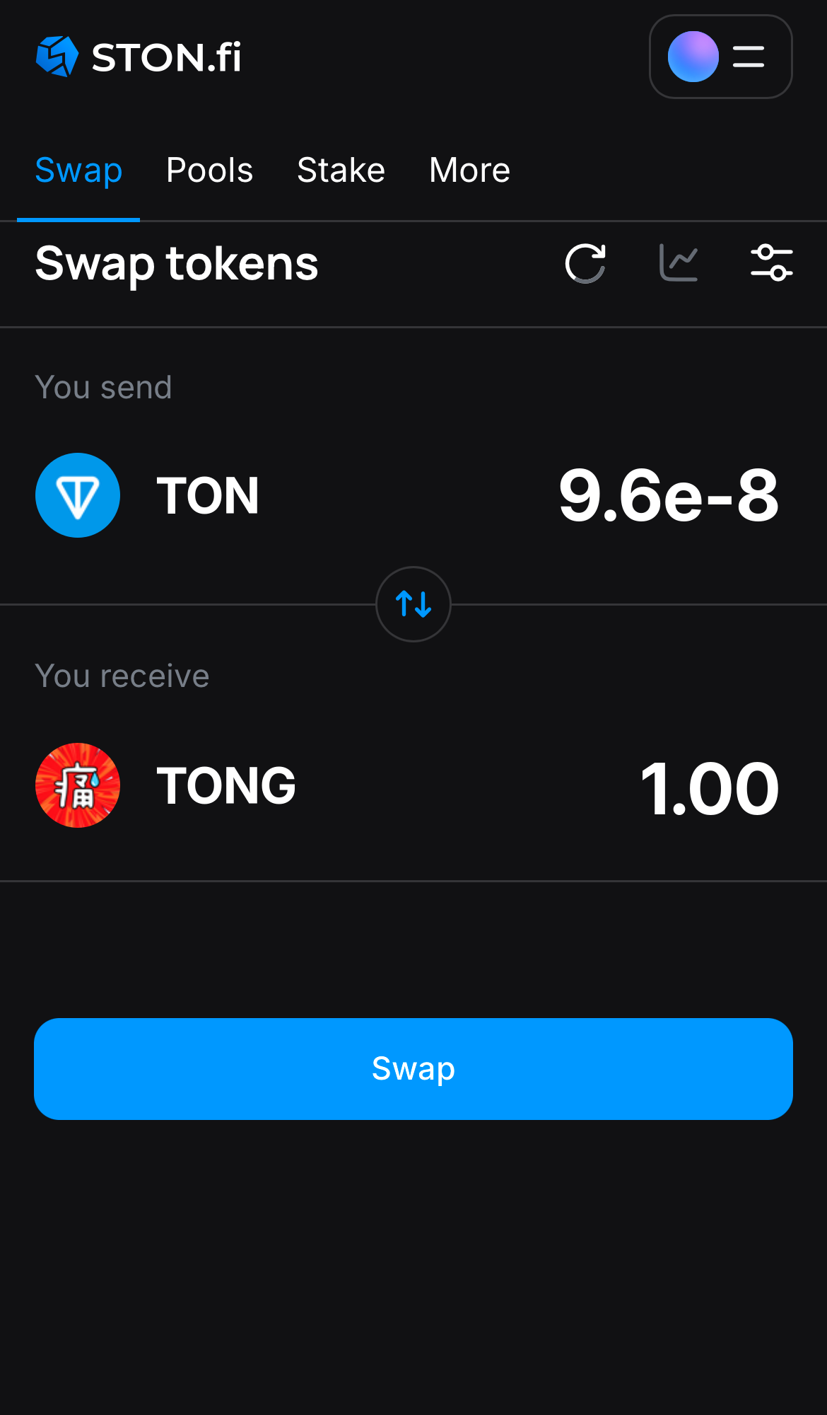 Nhập số lượng token bạn muốn bán (hoặc mua), và để thuật toán tự động tính toán.
