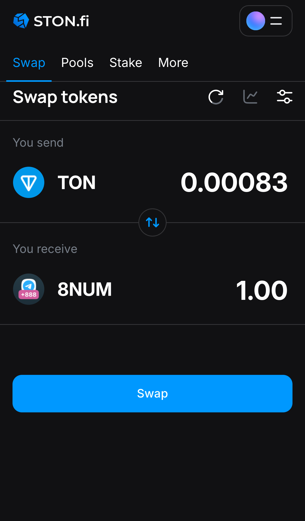 Nhập số lượng token bạn muốn bán (hoặc mua), và để thuật toán tự động tính toán.