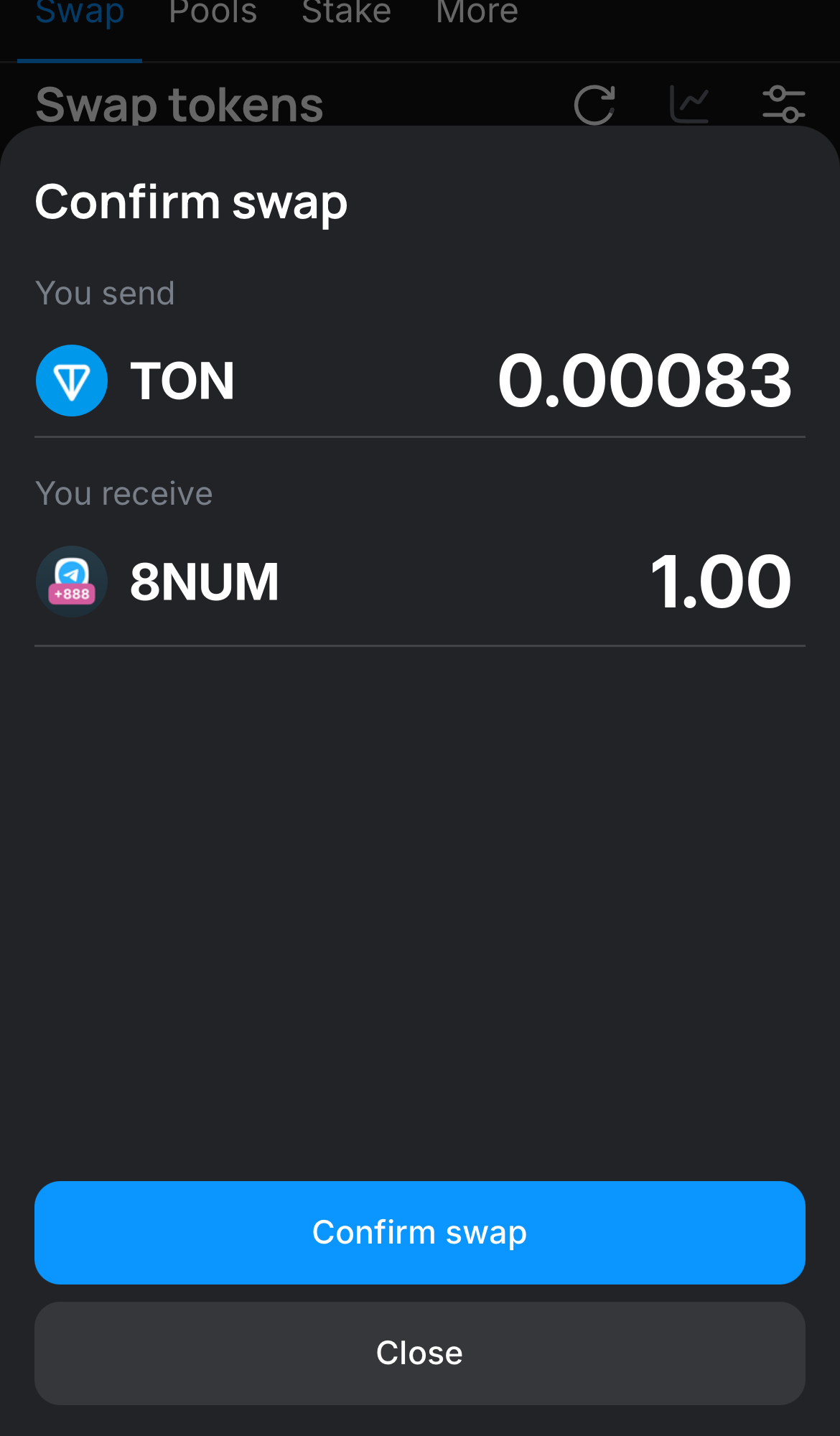 Nhấn ‘Swap‘, kiểm tra lại các chi tiết, và xác nhận giao dịch bằng cách nhấn nút ‘Confirm swap‘.