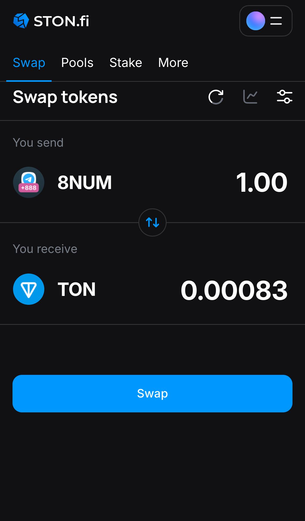 Nhập số lượng token bạn muốn bán (hoặc mua), và để thuật toán tự động tính toán.