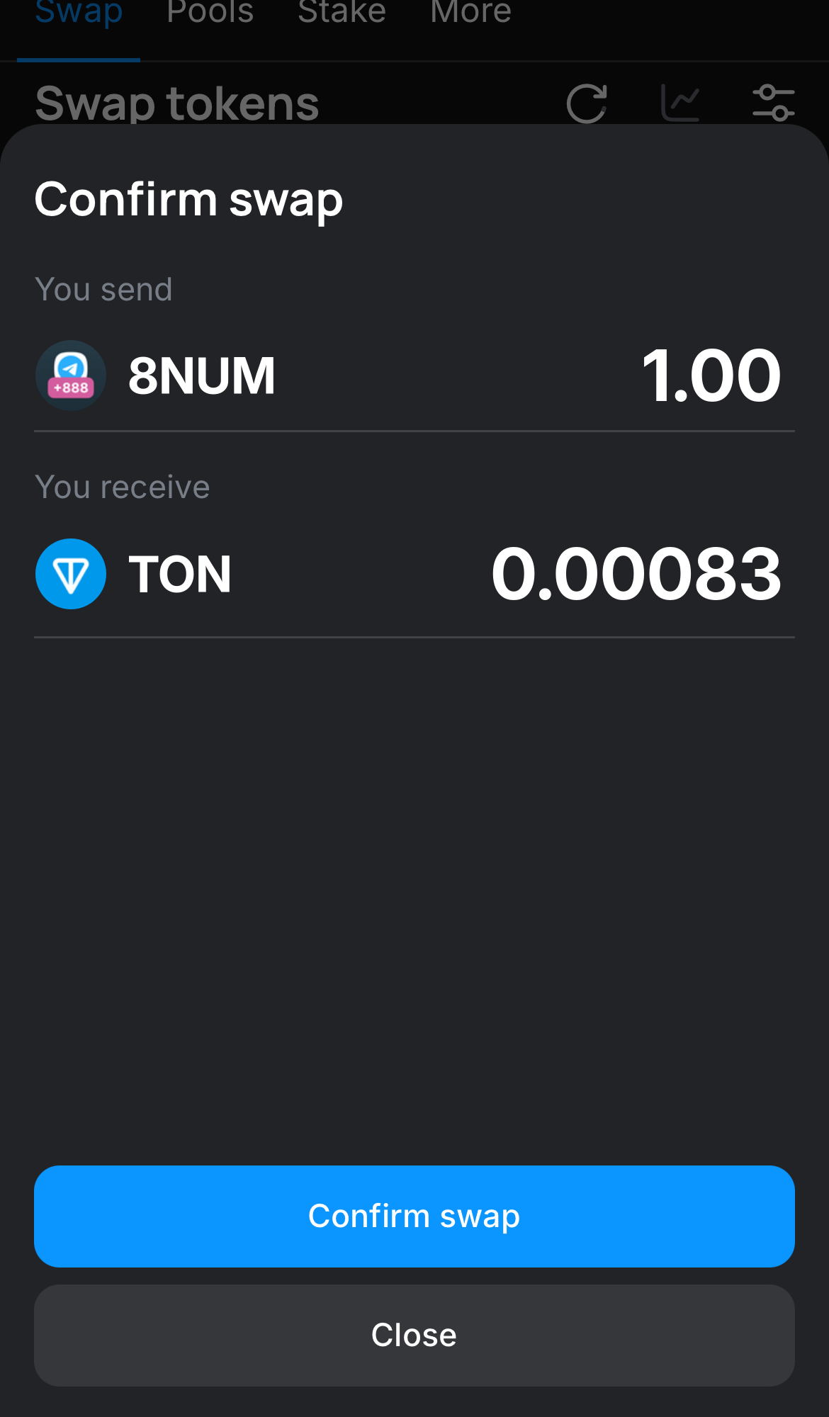 Nhấn ‘Swap‘, kiểm tra lại các chi tiết, và xác nhận giao dịch bằng cách nhấn nút ‘Confirm swap‘.