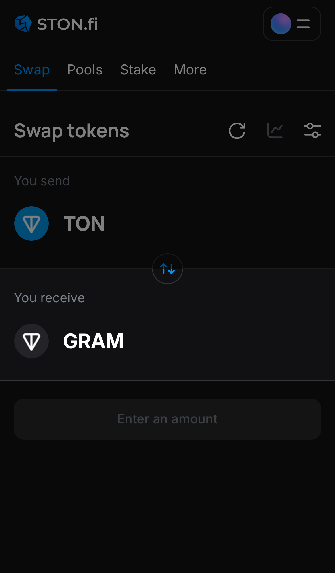 Choose GRAM in the ‘You receive‘ box.