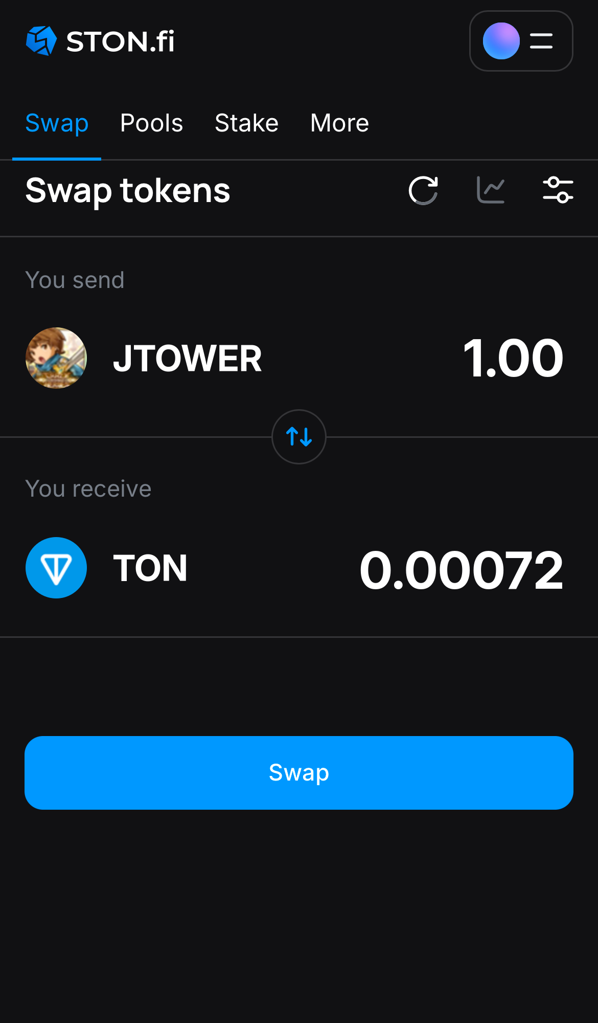 Nhập số lượng token bạn muốn bán (hoặc mua), và để thuật toán tự động tính toán.