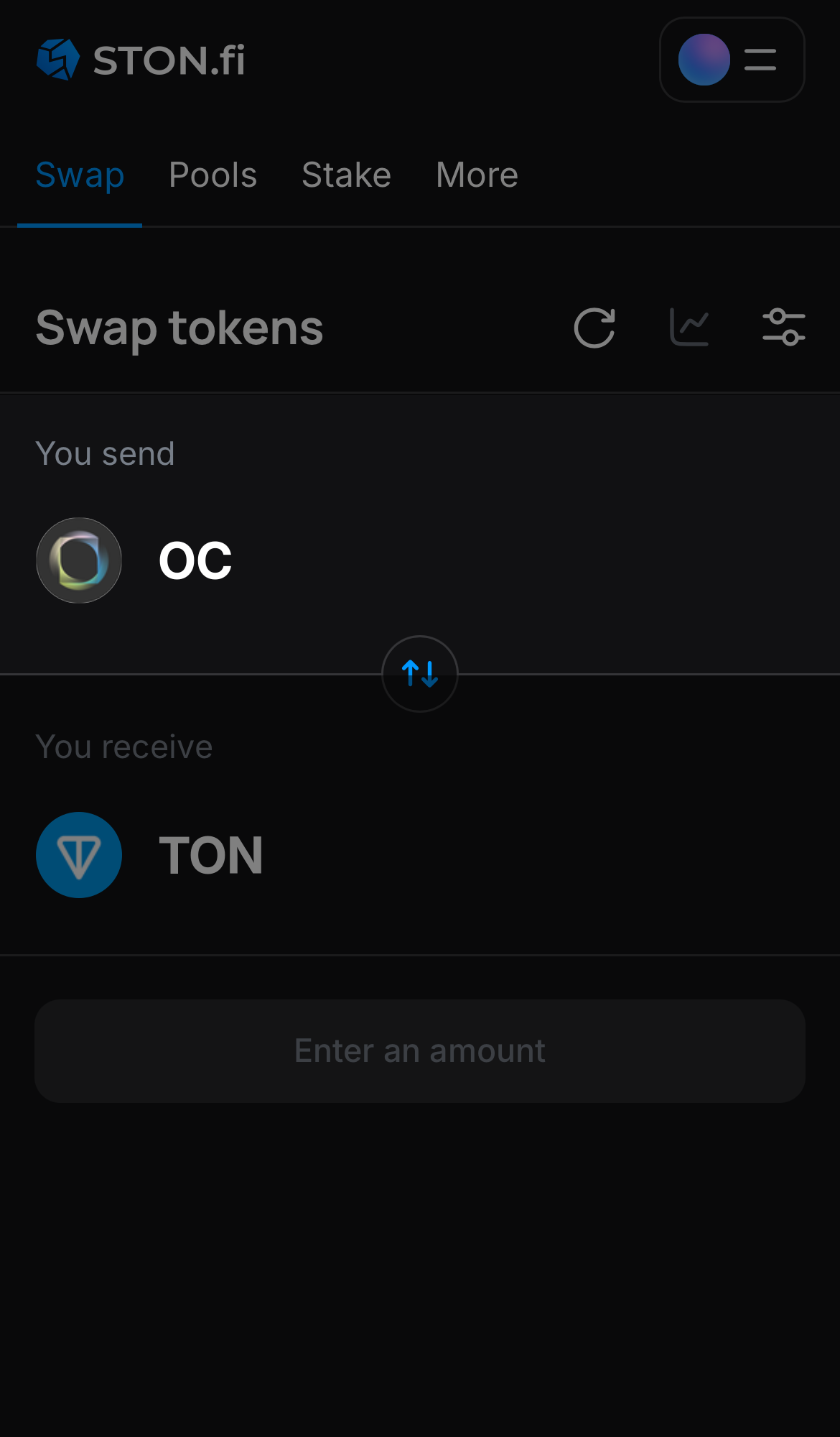 Elige OC en la casilla ‘You send‘.