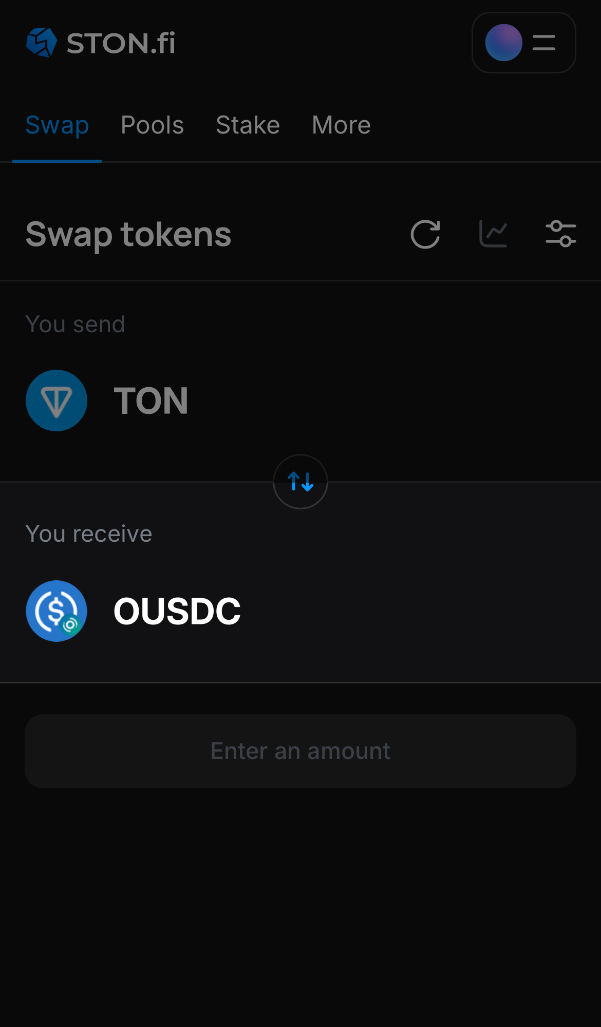 اختر oUSDC في مربع "You receive".