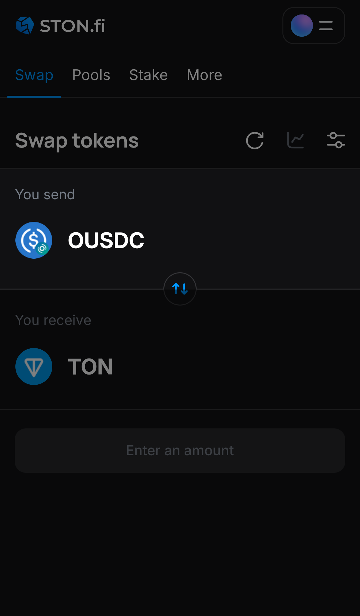 اختر oUSDC في مربع "You send".