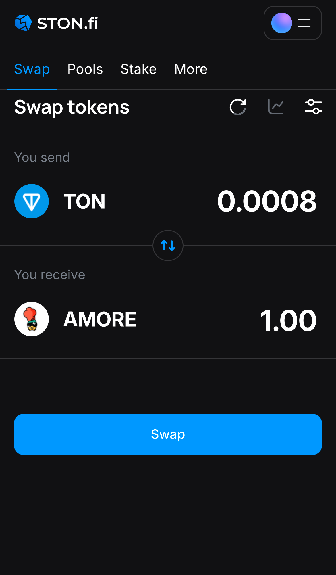 Input the quantity of tokens you‘re selling (or buying), and let the algorithm do all the calculations.