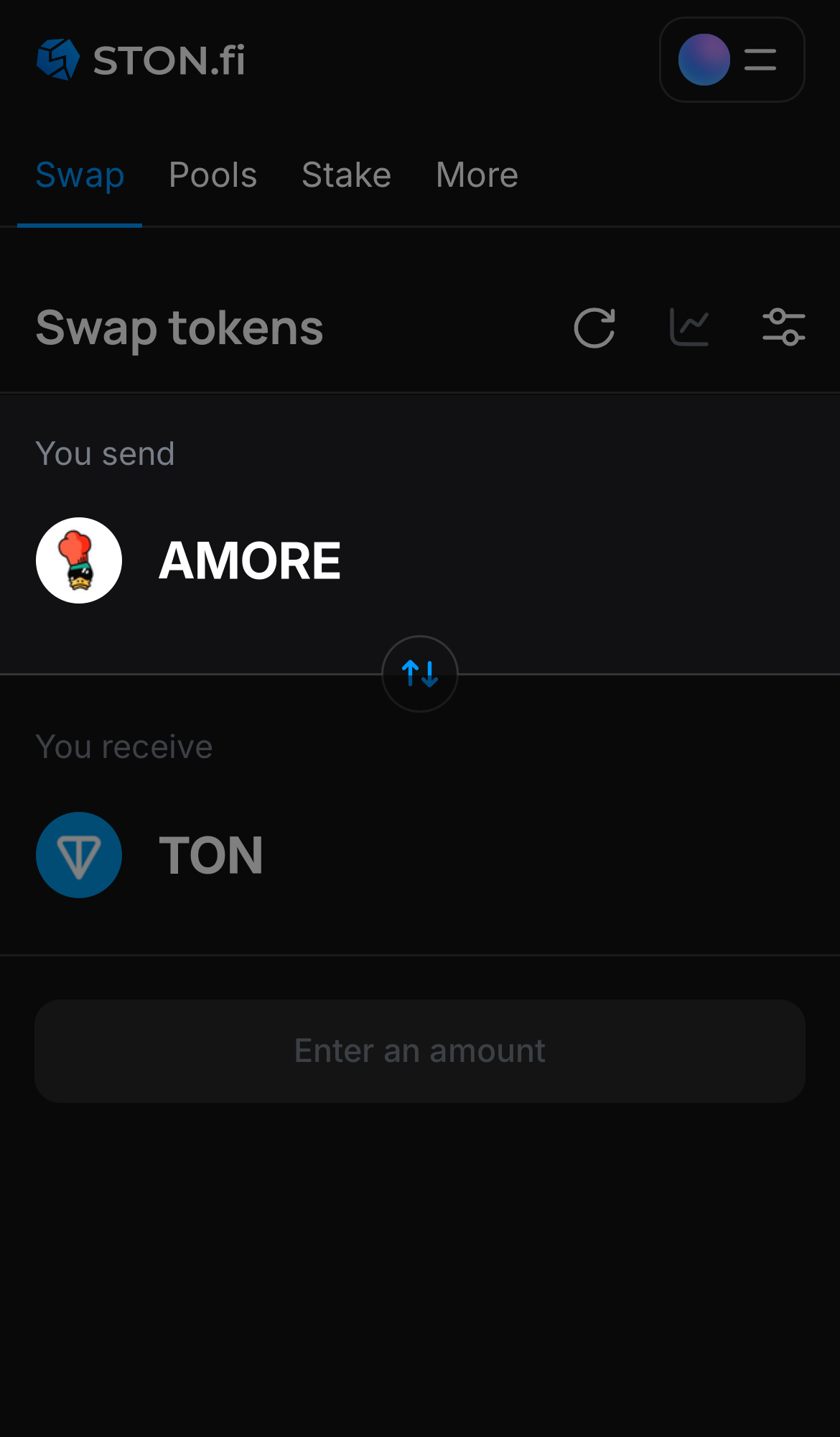 Choose AMORE in the ‘You send‘ box.