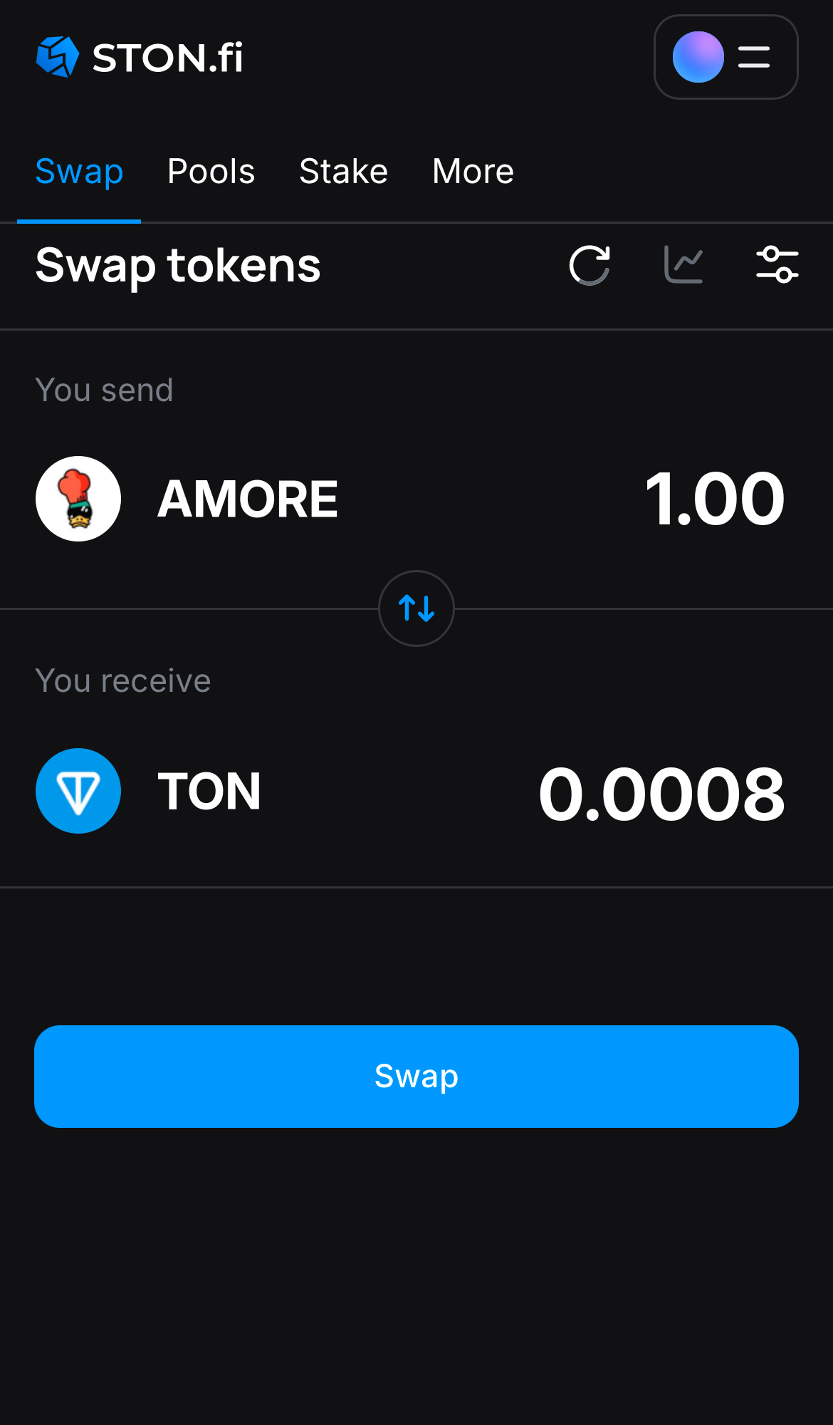 Input the quantity of tokens you‘re selling (or buying), and let the algorithm do all the calculations.