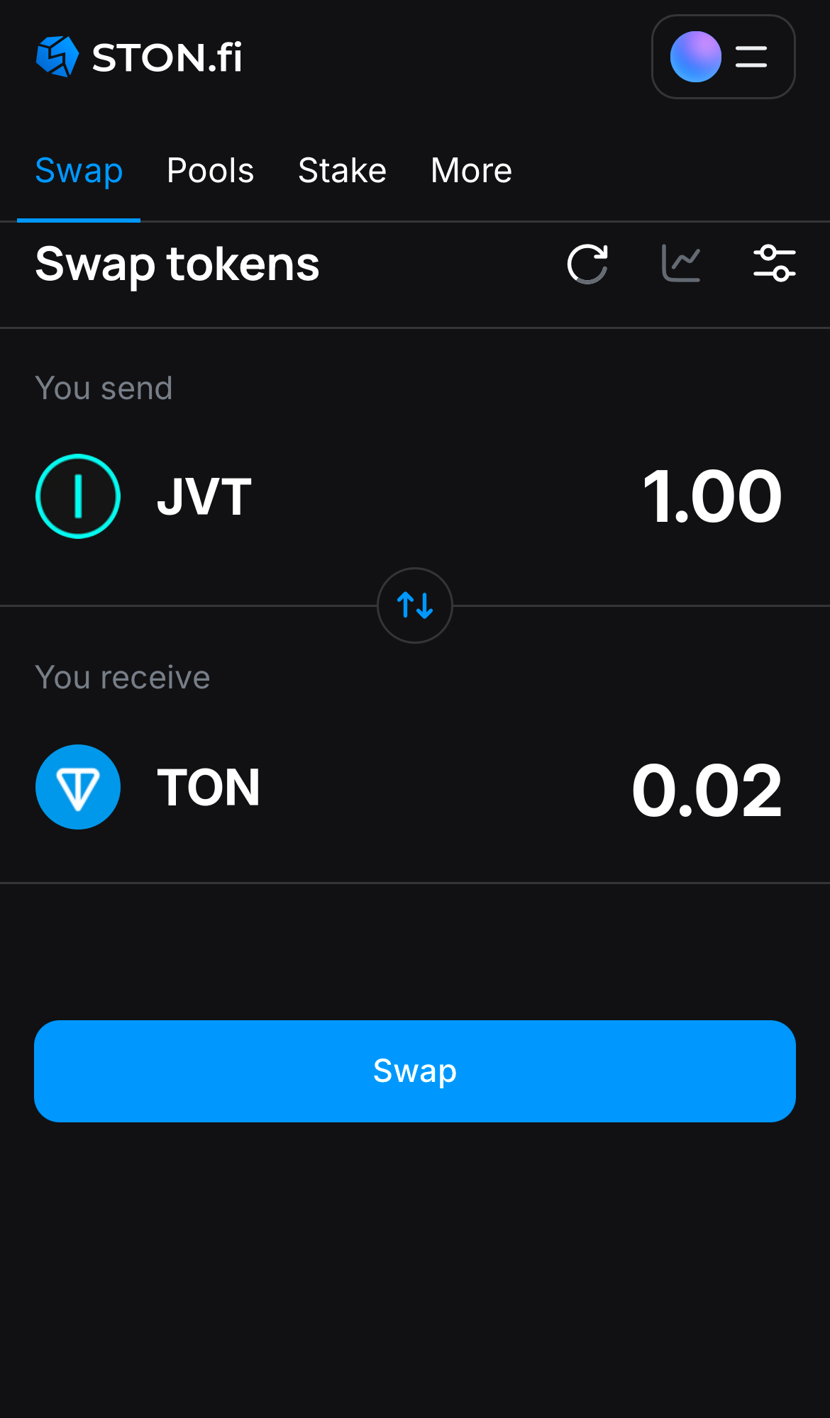 Nhập số lượng token bạn muốn bán (hoặc mua), và để thuật toán tự động tính toán.
