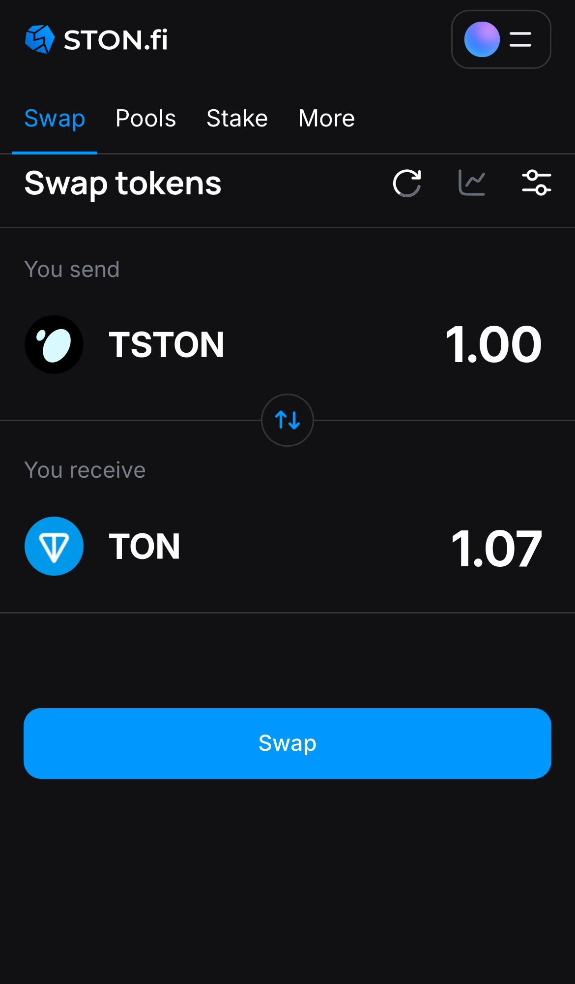 Input the quantity of tokens you‘re selling (or buying), and let the algorithm do all the calculations.