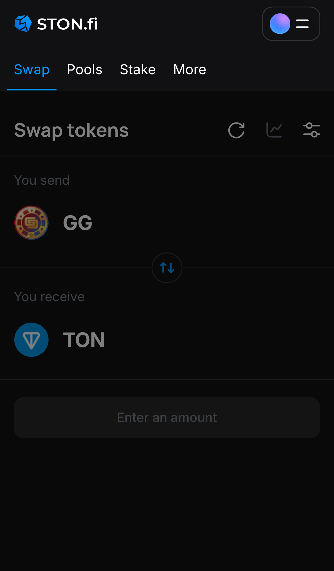 Buka aplikasi STON.fi dan buka tab ‘Swap‘.