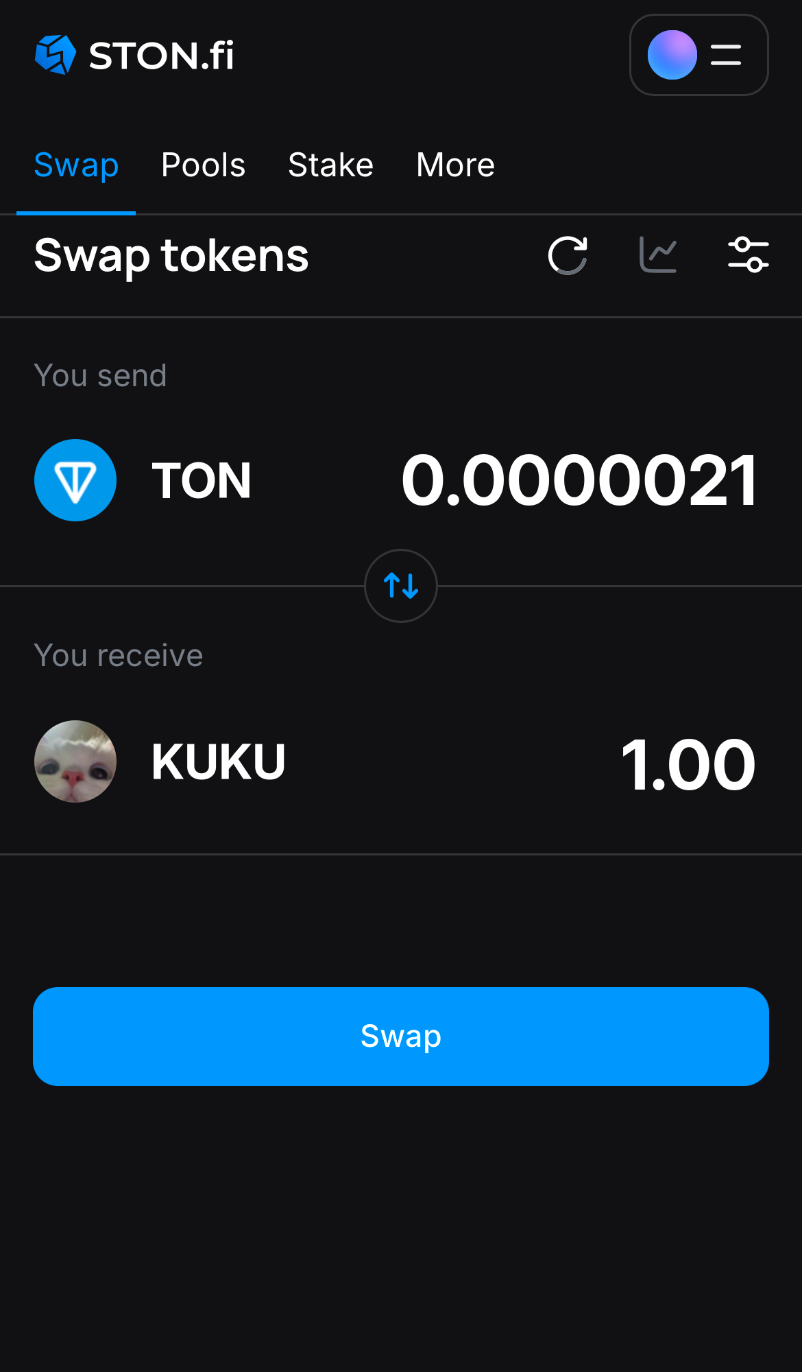 Input the quantity of tokens you‘re selling (or buying), and let the algorithm do all the calculations.