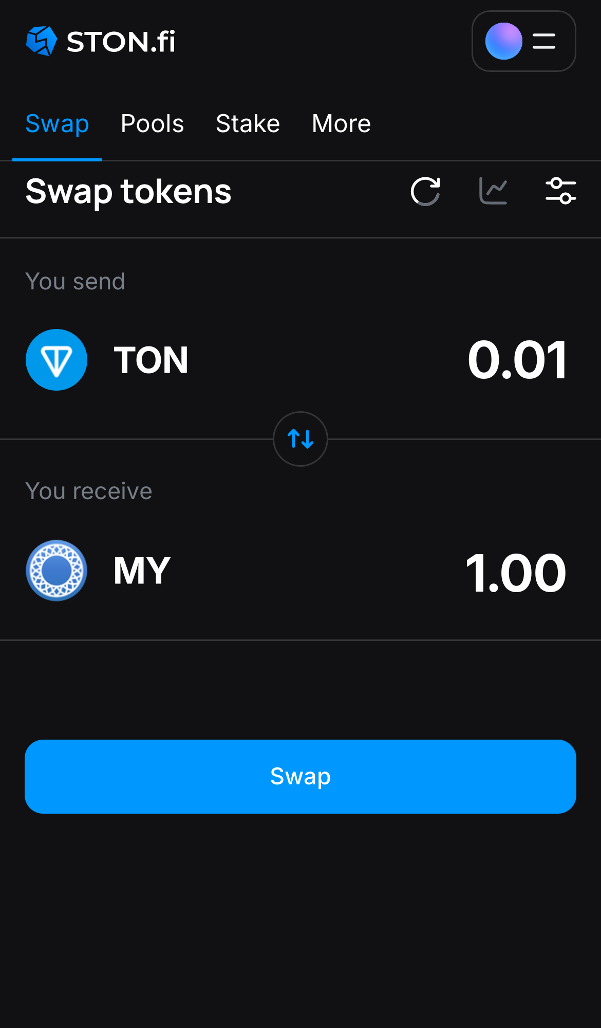 Input the quantity of tokens you‘re selling (or buying), and let the algorithm do all the calculations.