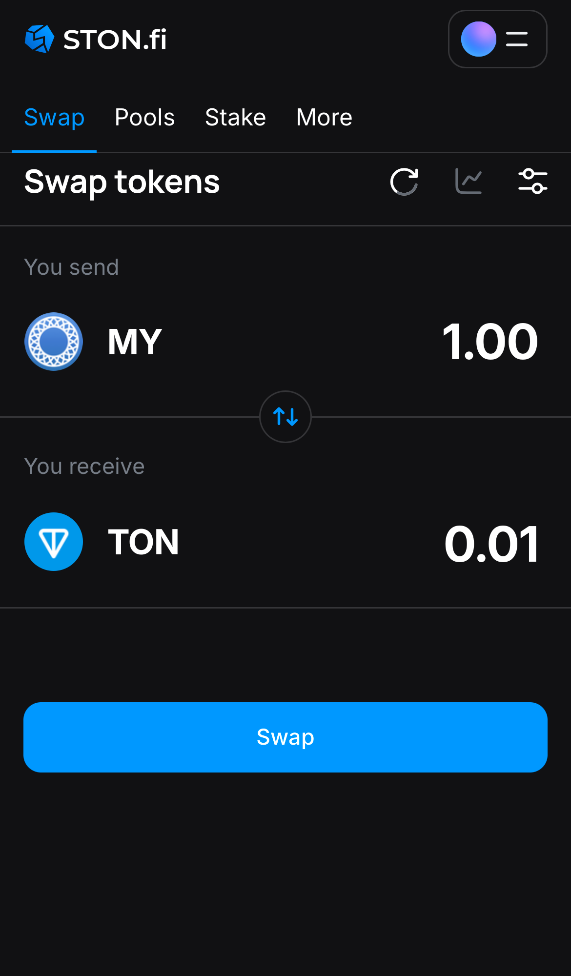 Input the quantity of tokens you‘re selling (or buying), and let the algorithm do all the calculations.