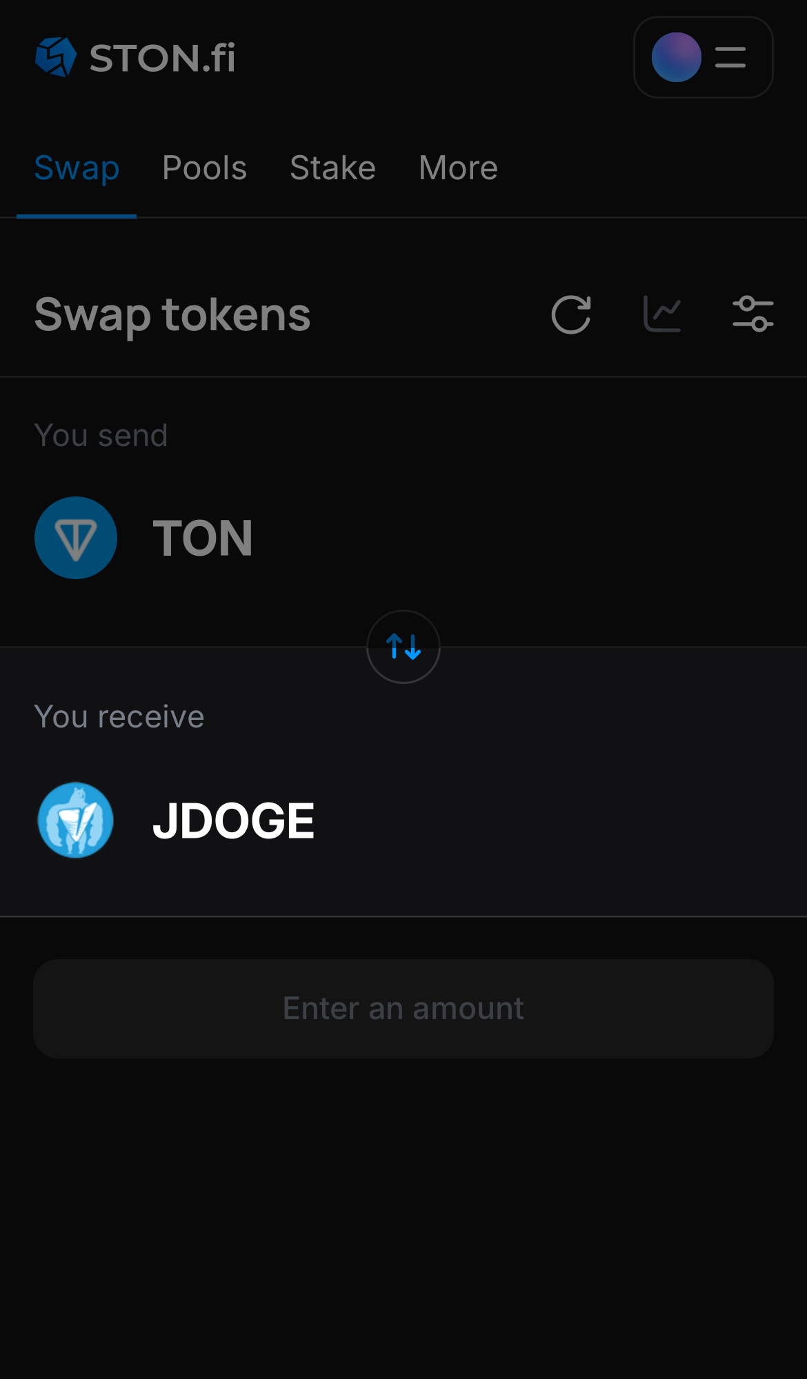 Choose JDOGE in the ‘You receive‘ box.
