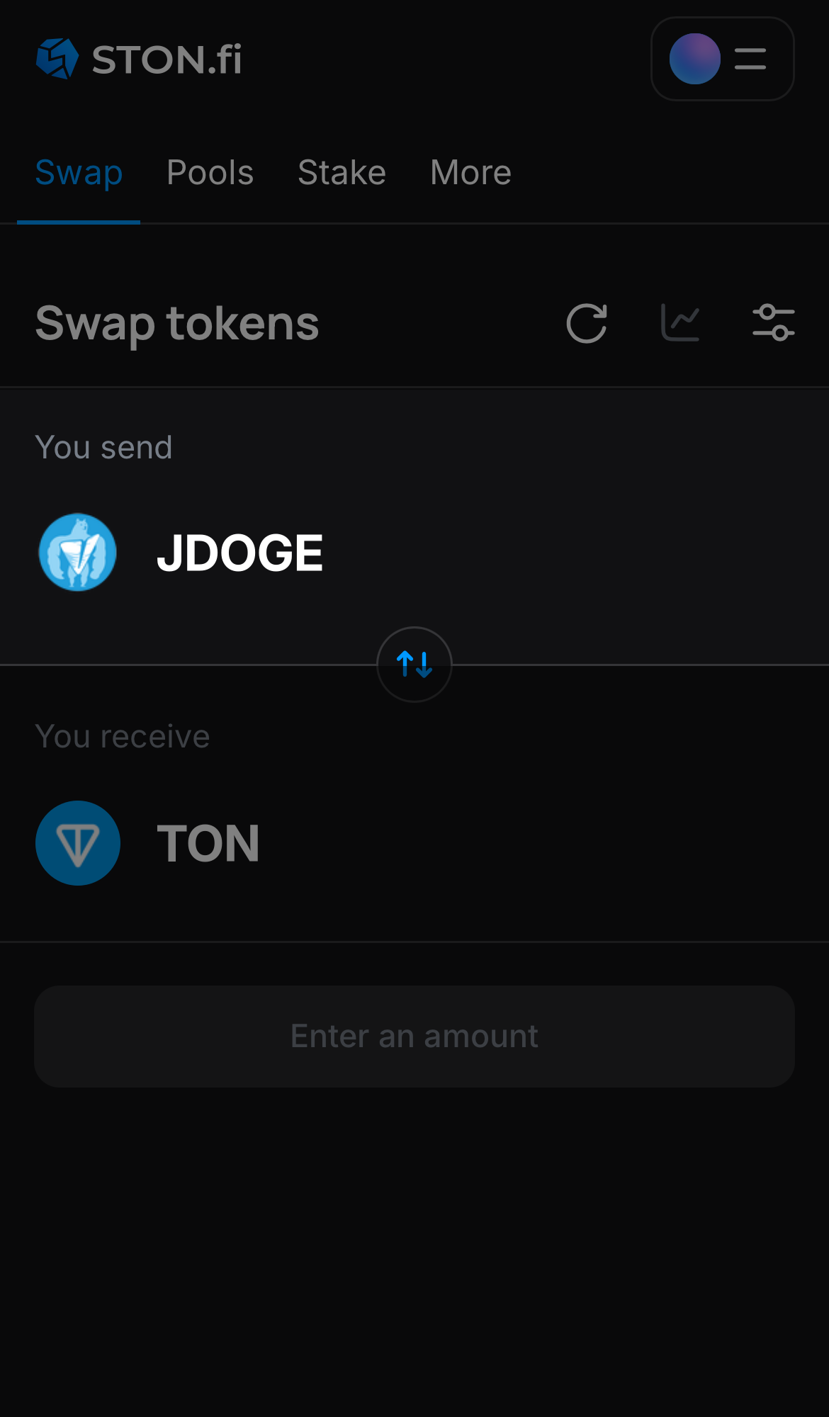 Choose JDOGE in the ‘You send‘ box.