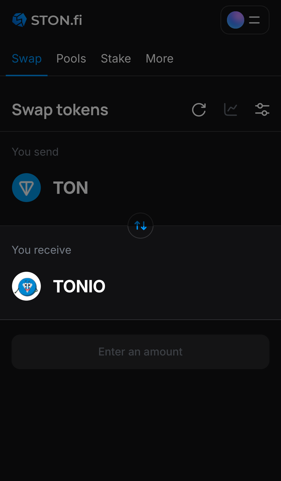 Selecione Tonio na caixa ‘You receive‘.