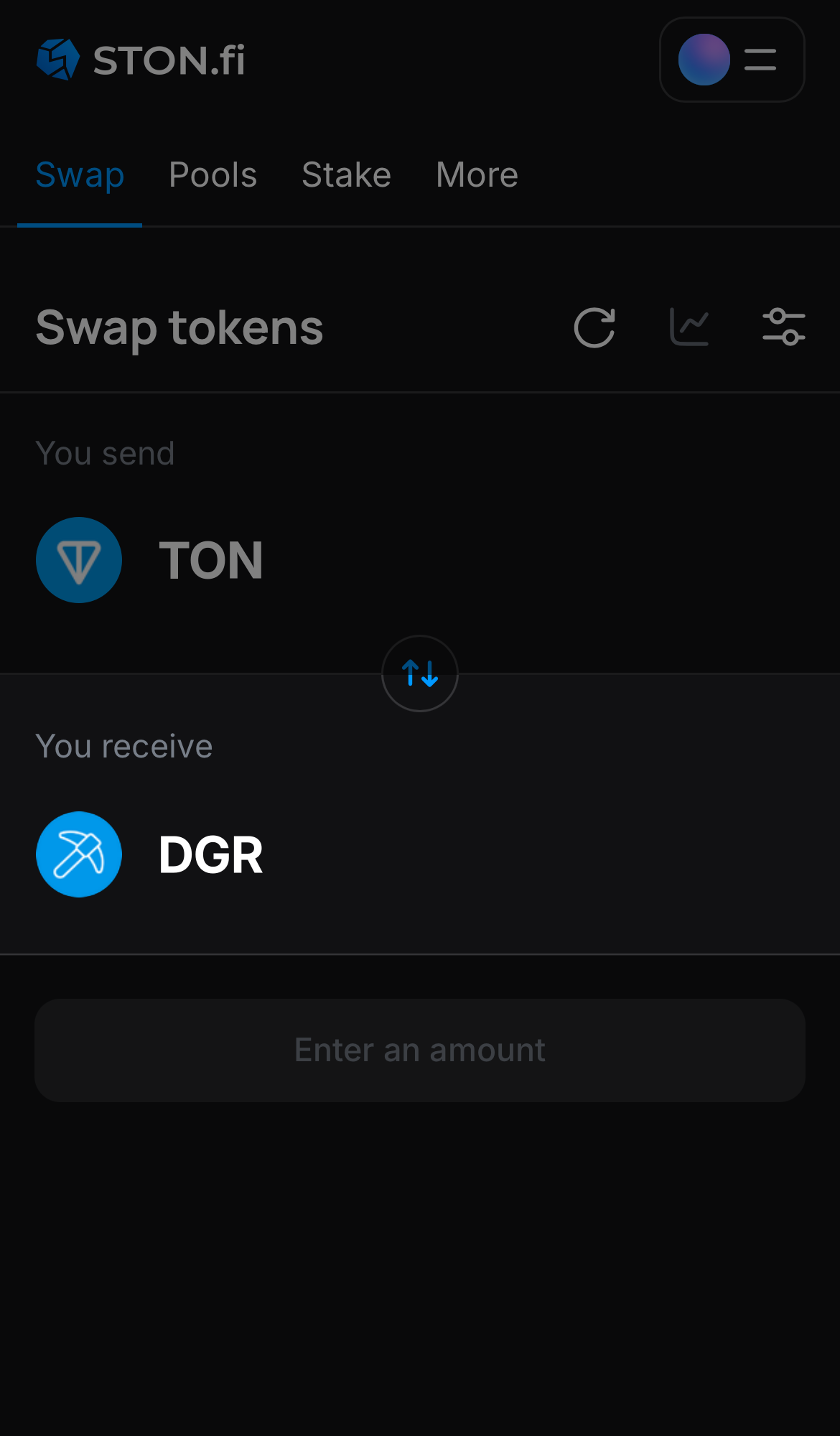Choose DGR in the ‘You receive‘ box.