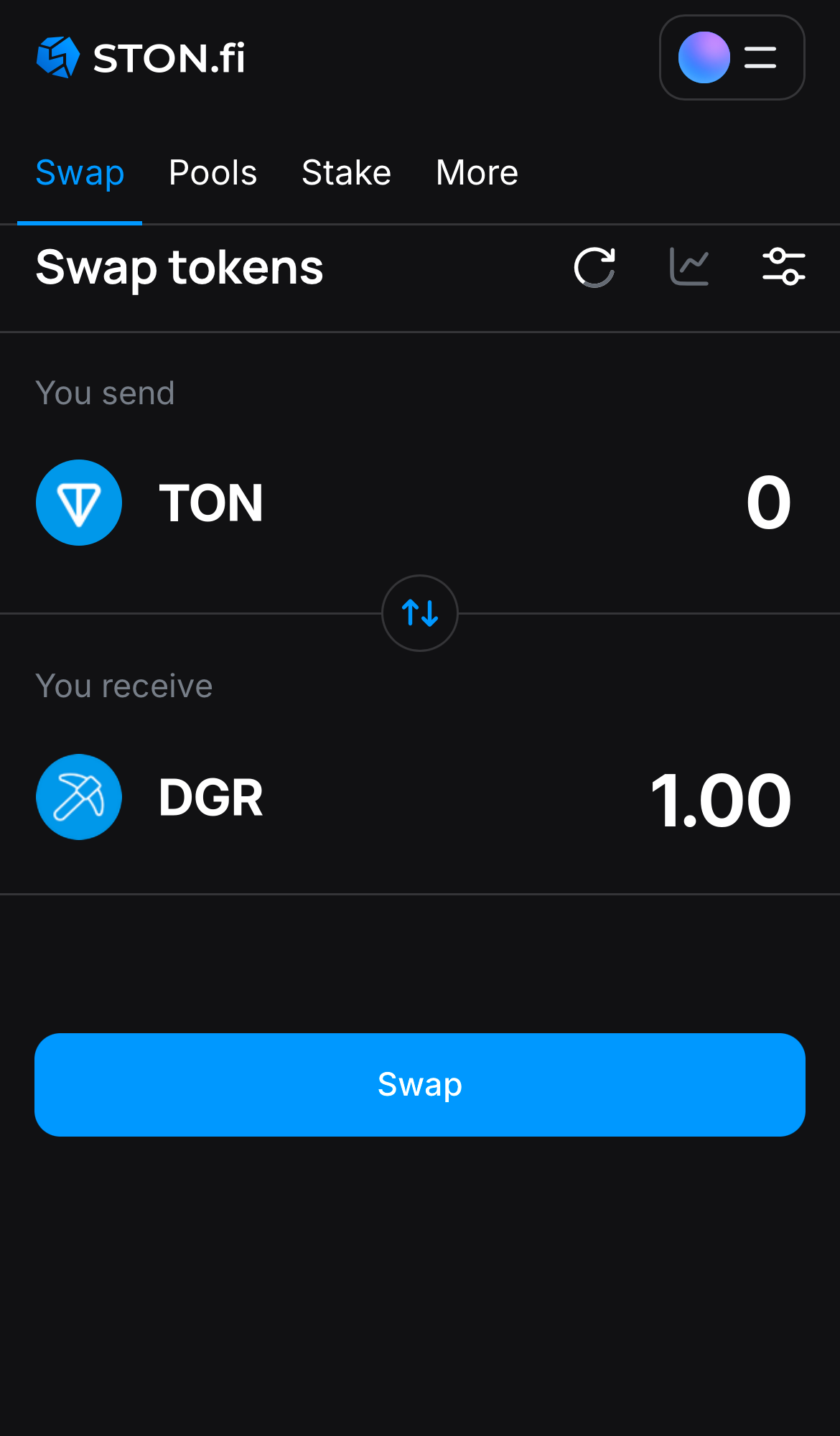 Input the quantity of tokens you‘re selling (or buying), and let the algorithm do all the calculations.