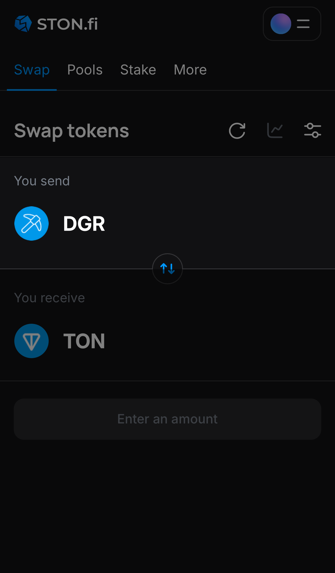 Choose DGR in the ‘You send‘ box.