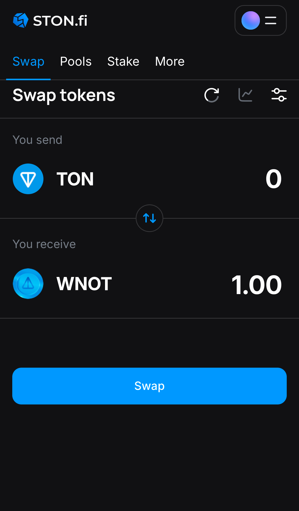 Input the quantity of tokens you‘re selling (or buying), and let the algorithm do all the calculations.