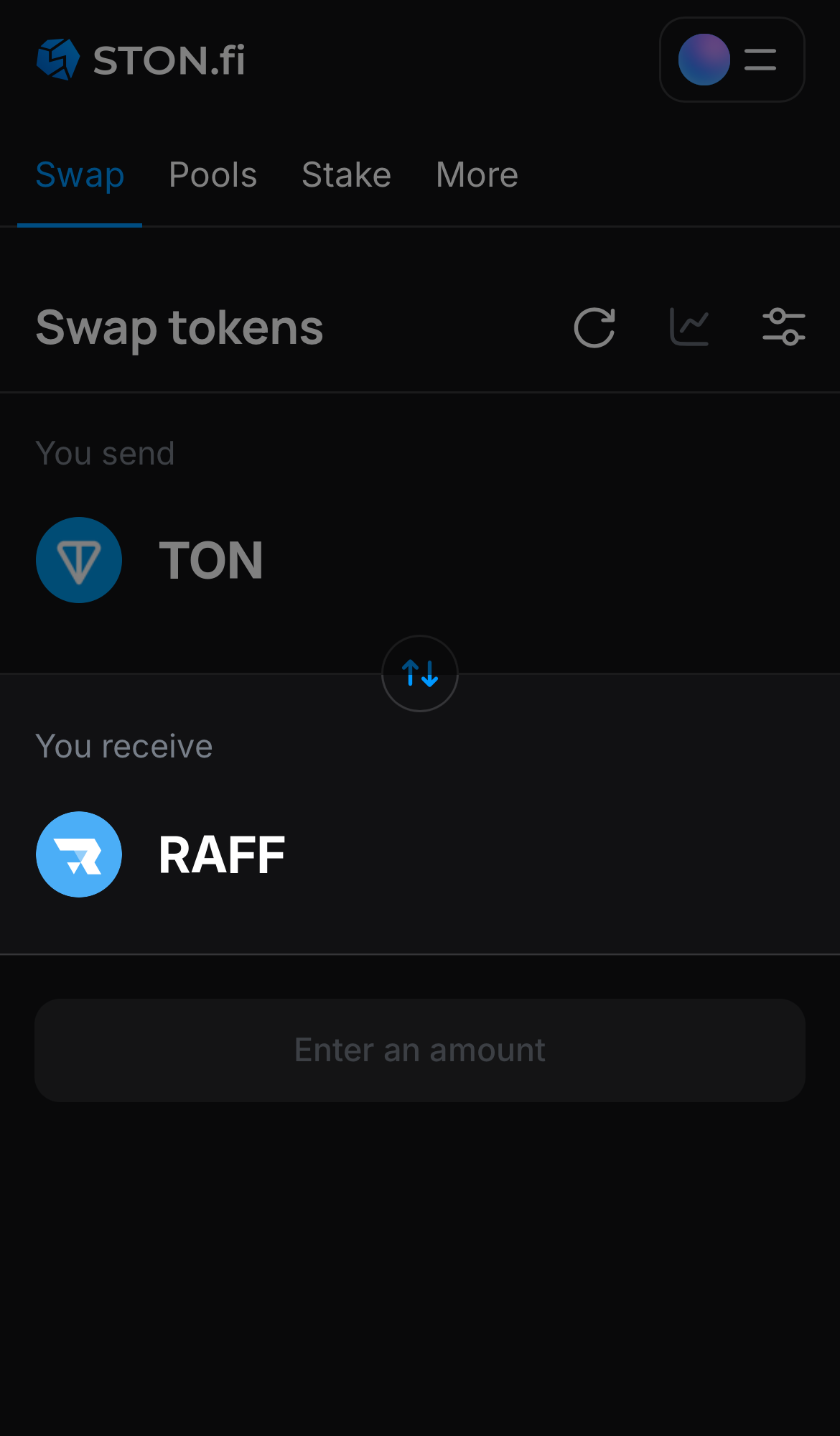 اختر RAFF في مربع "You receive".