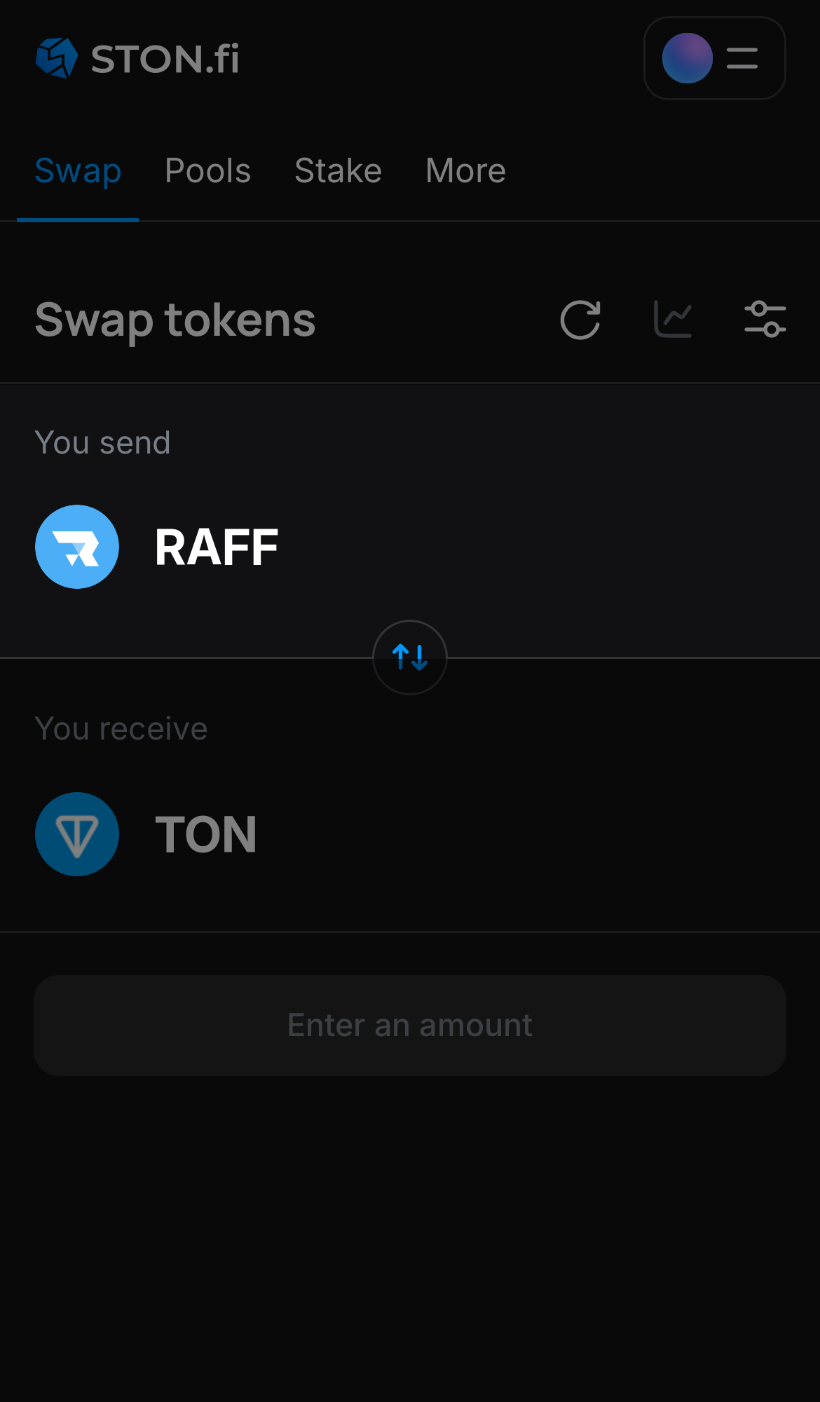 اختر RAFF في مربع "You send".