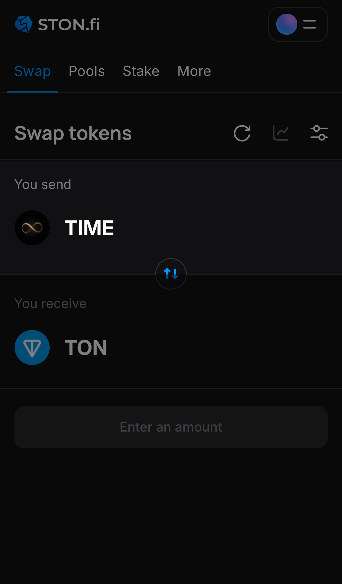TIME را در جعبه ‘You send’ انتخاب کنید.