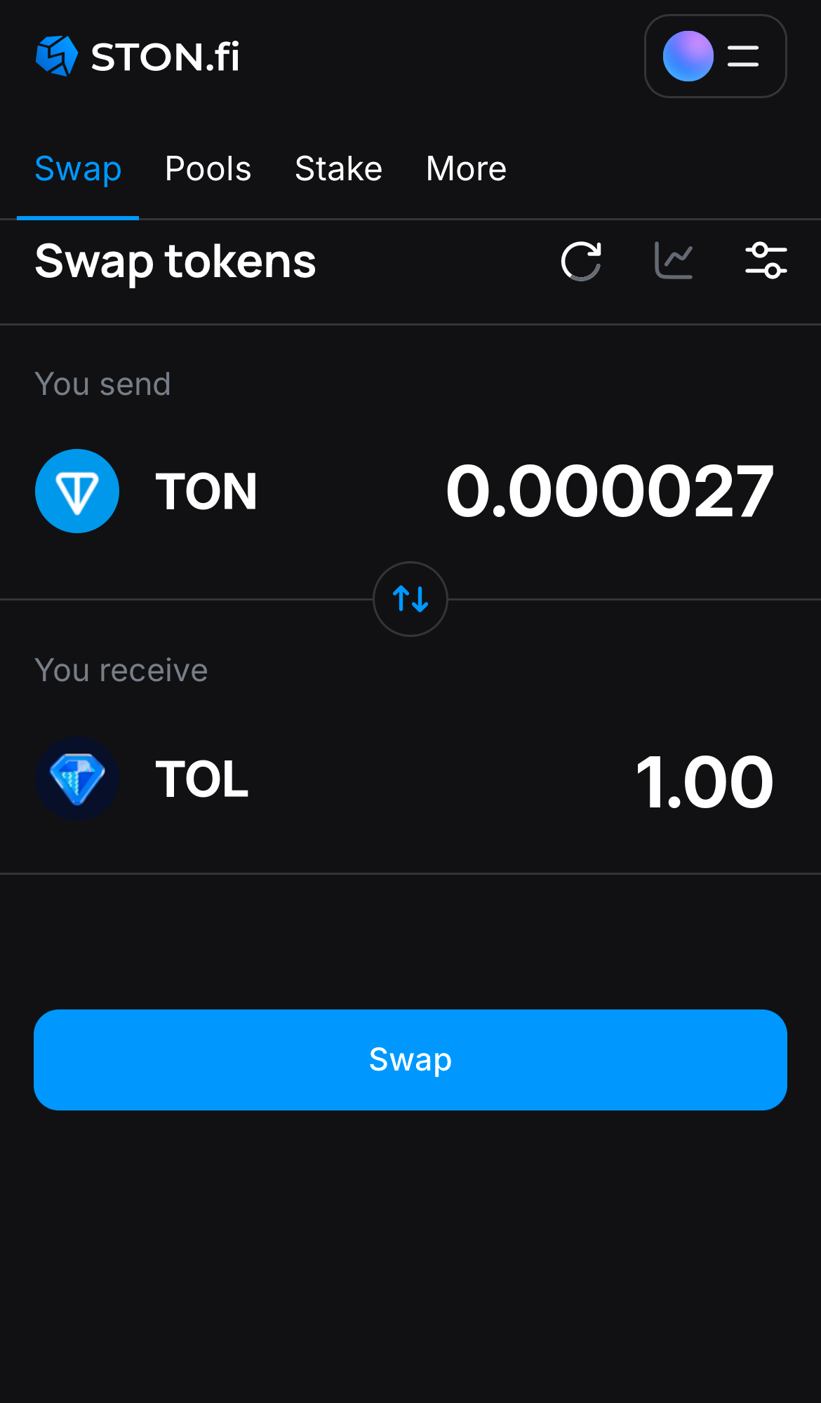 Nhập số lượng token bạn muốn bán (hoặc mua), và để thuật toán tự động tính toán.