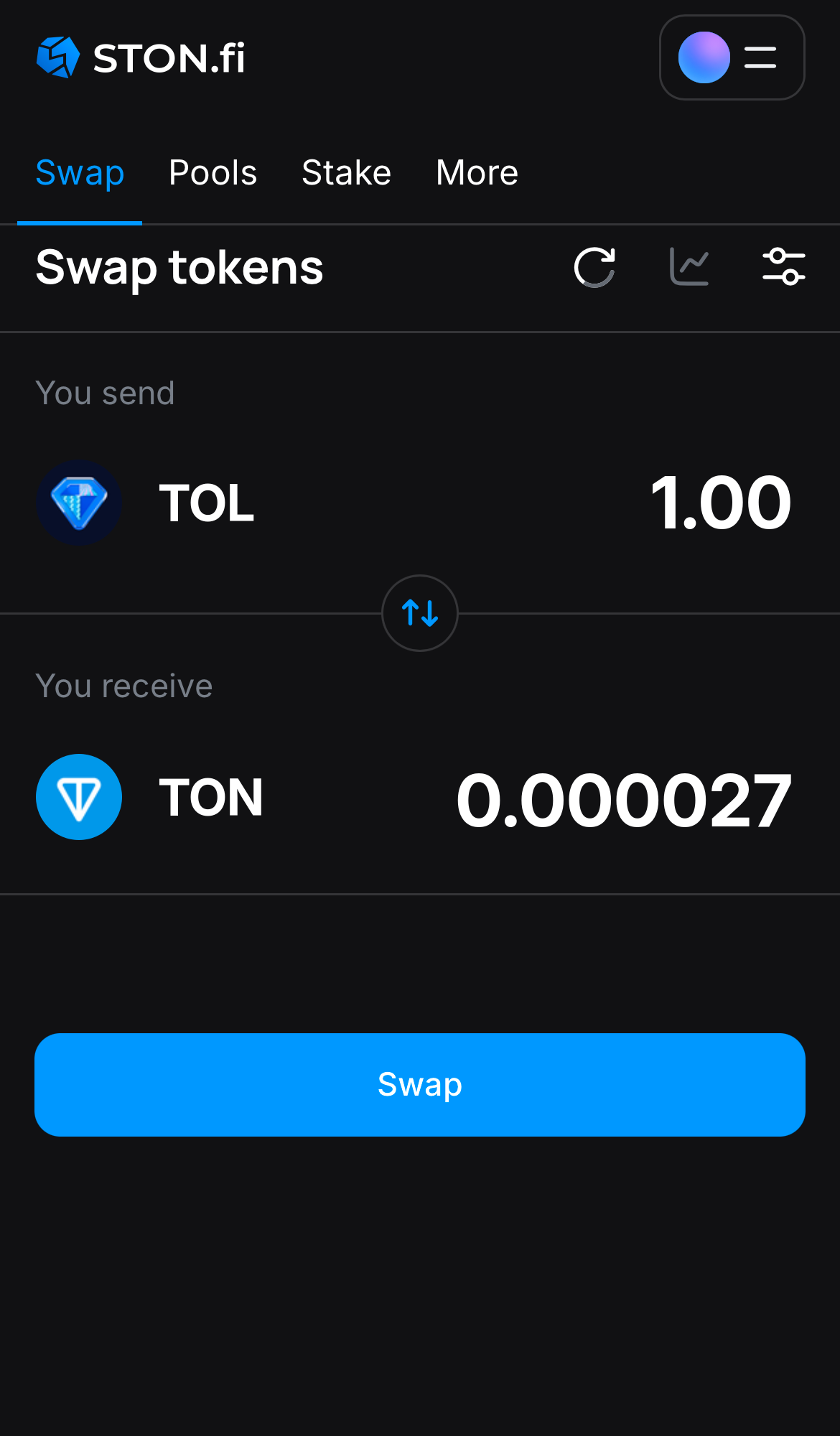 Nhập số lượng token bạn muốn bán (hoặc mua), và để thuật toán tự động tính toán.