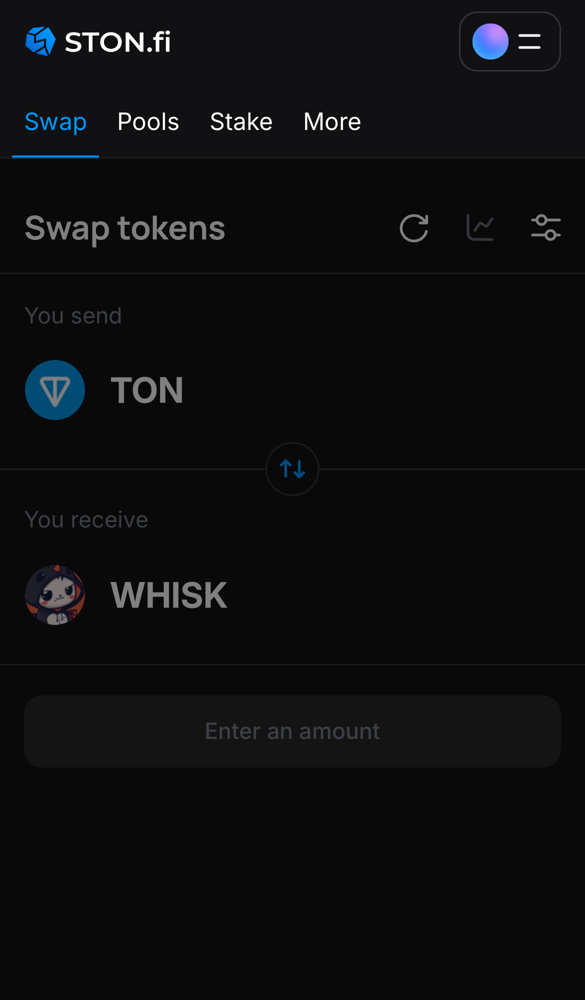 Buka aplikasi STON.fi dan buka tab ‘Swap‘.