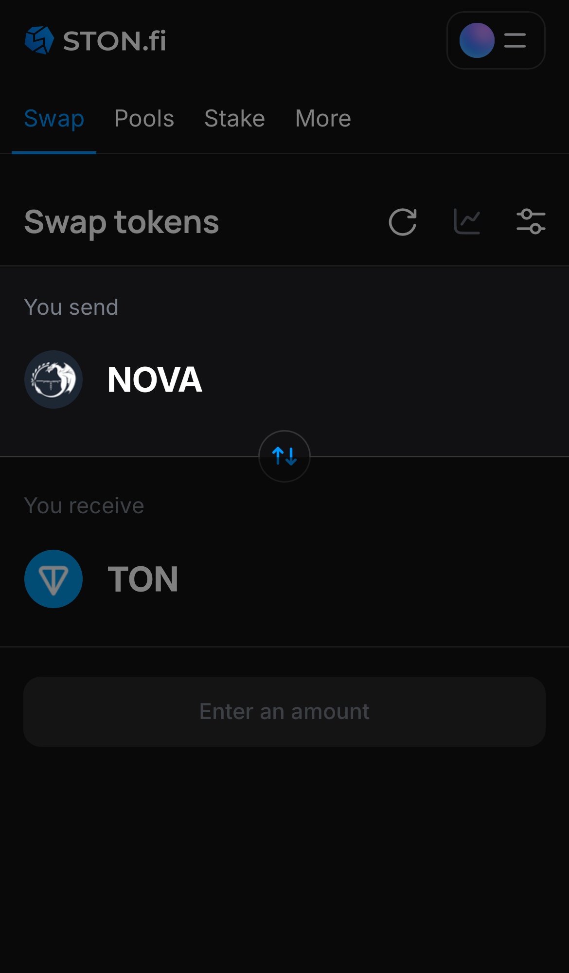 اختر NOVA في مربع "You send".