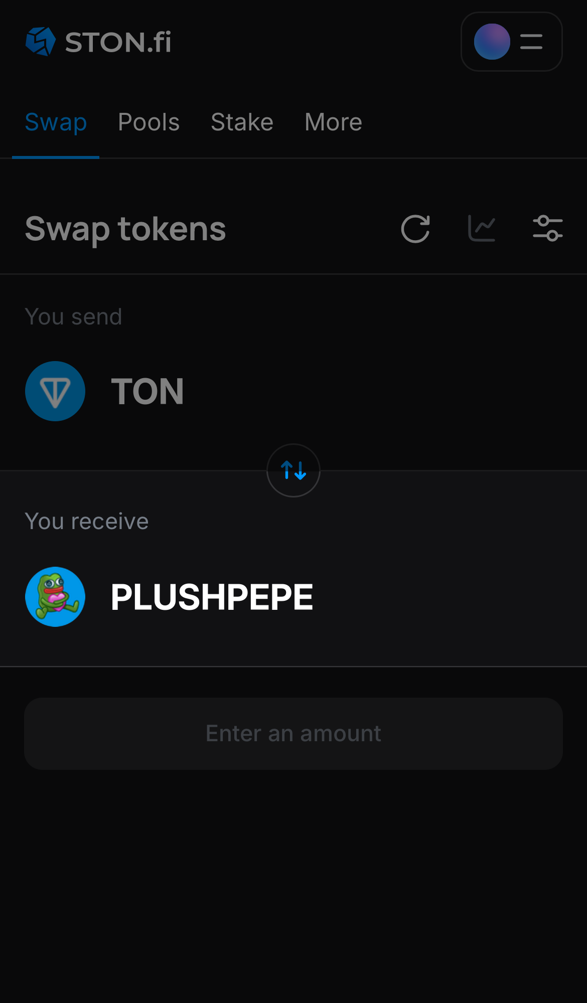 اختر PLUSHPEPE في مربع "You receive".