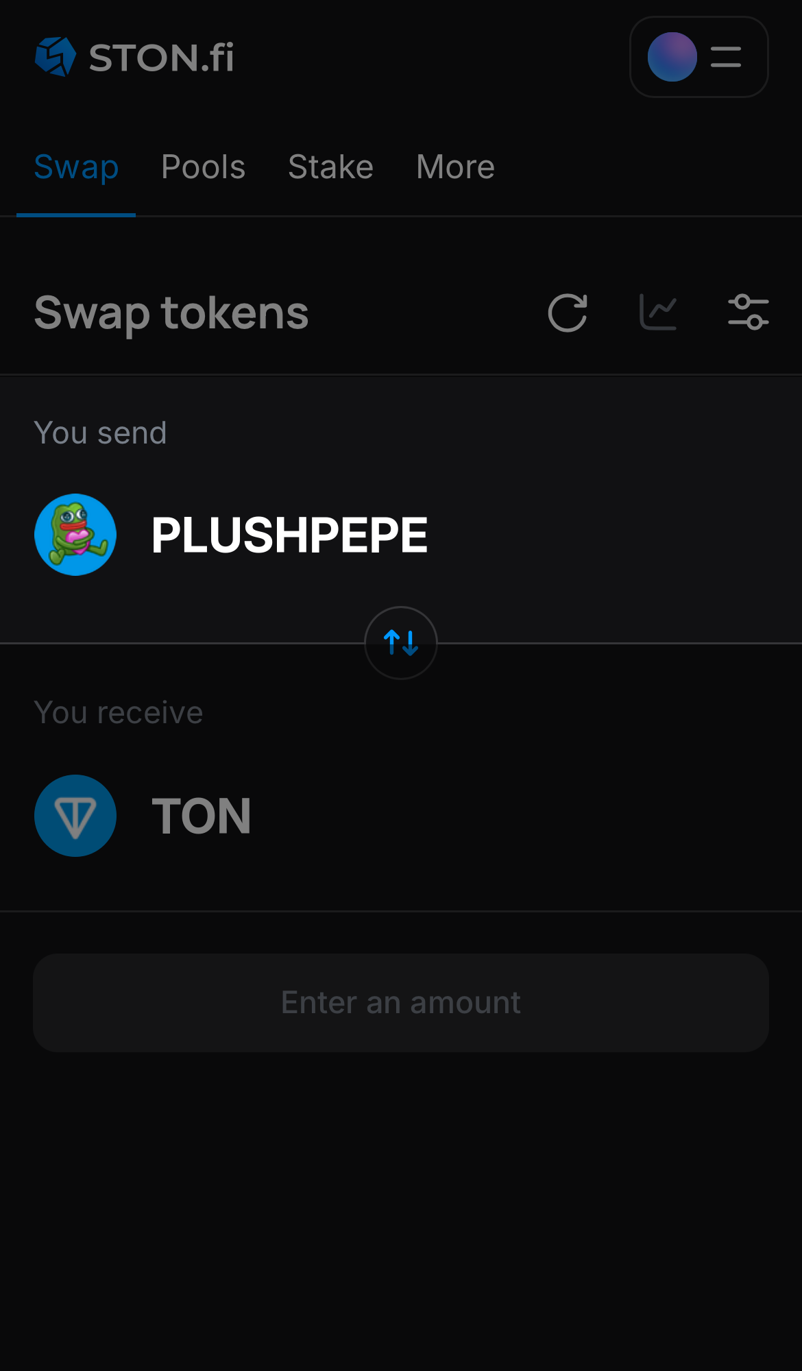 اختر PLUSHPEPE في مربع "You send".