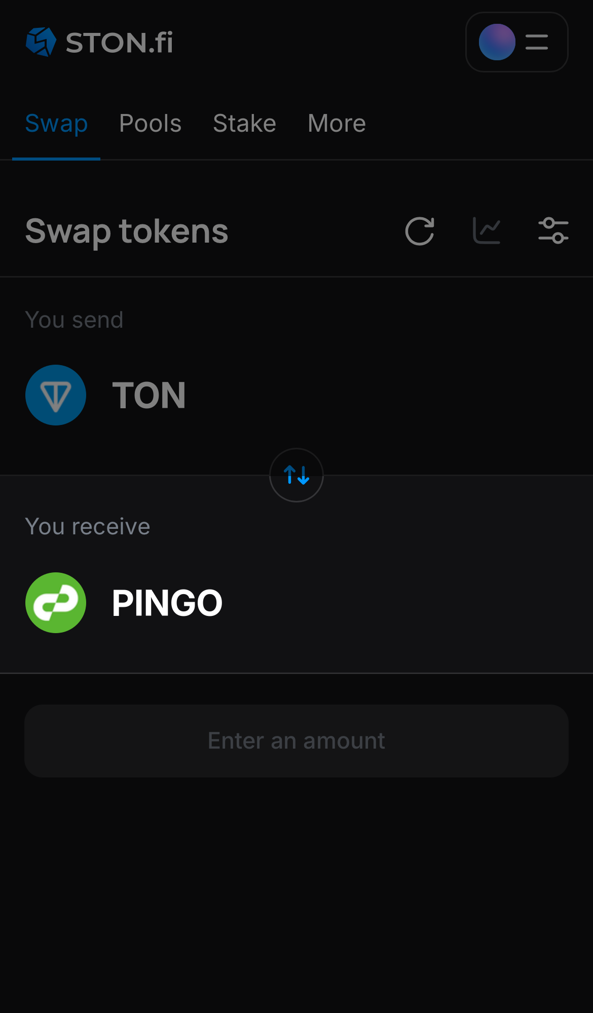 Choose PINGO in the ‘You receive‘ box.